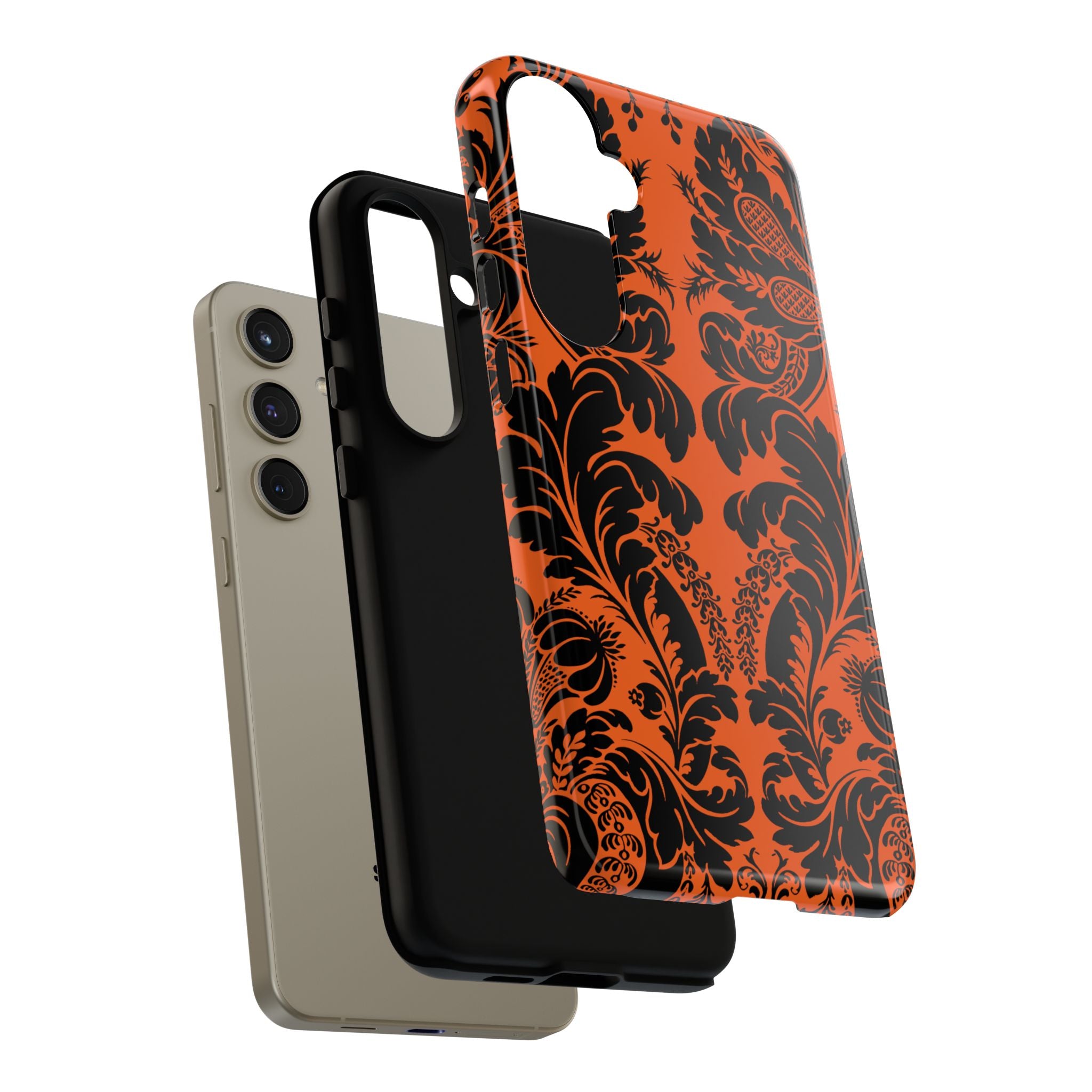 Elegant Phone Case with Orange Floral Design | Tough Cases, Smartphone Cover, Gift for Her, Floral Patterns, Stylish Accessories