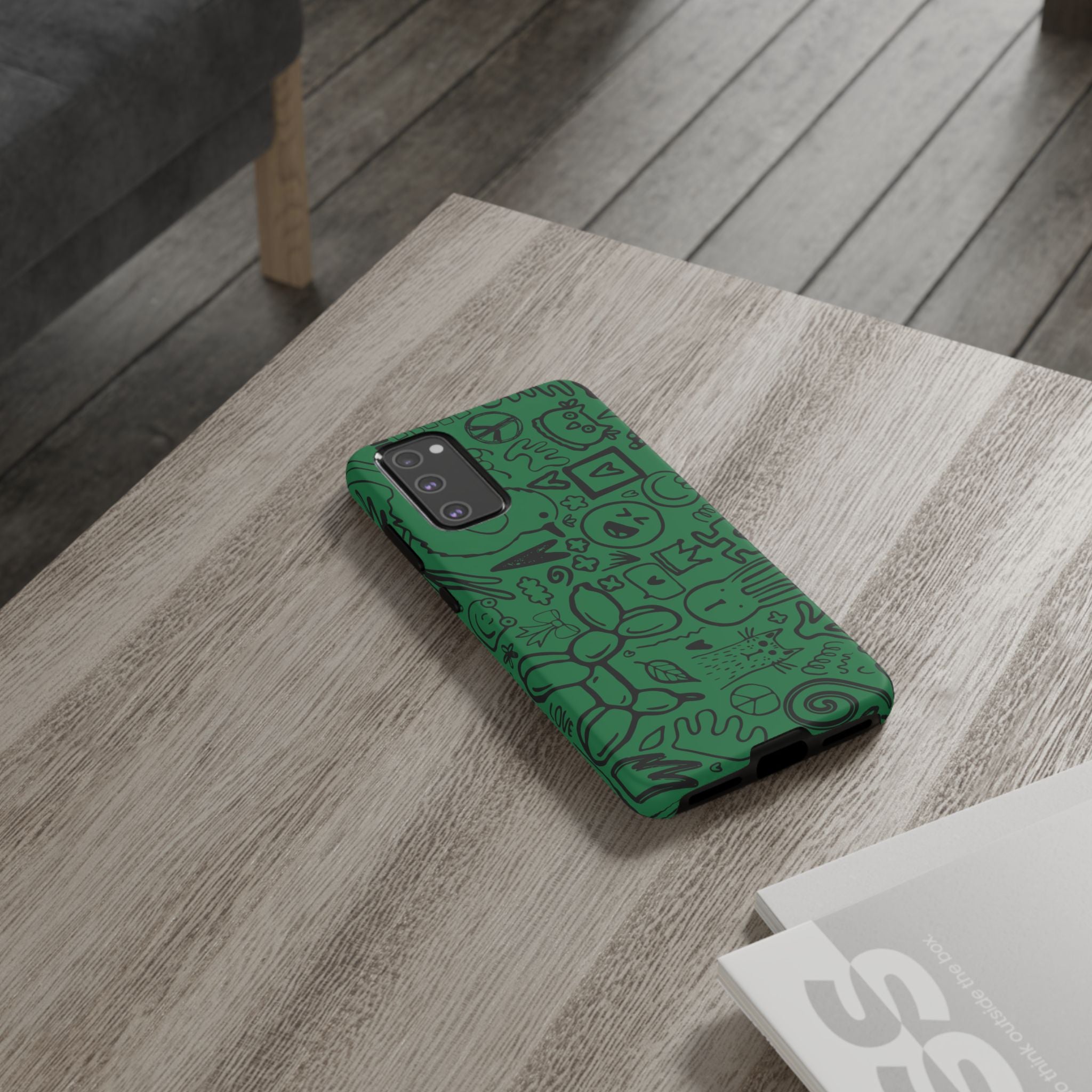 Playful Phone Case, Vibrant Green Tough Case, Quirky Graphic Design, Unique Gift for Kids, Fun Accessories, Christmas, Birthday