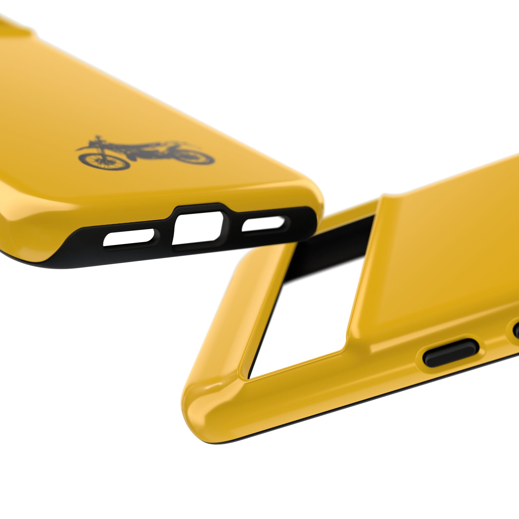 Motorcycle Phone Case, Tough Phone Cover, Gift for Bikers, Durable Tech Accessory, Yellow Motorcycle Design