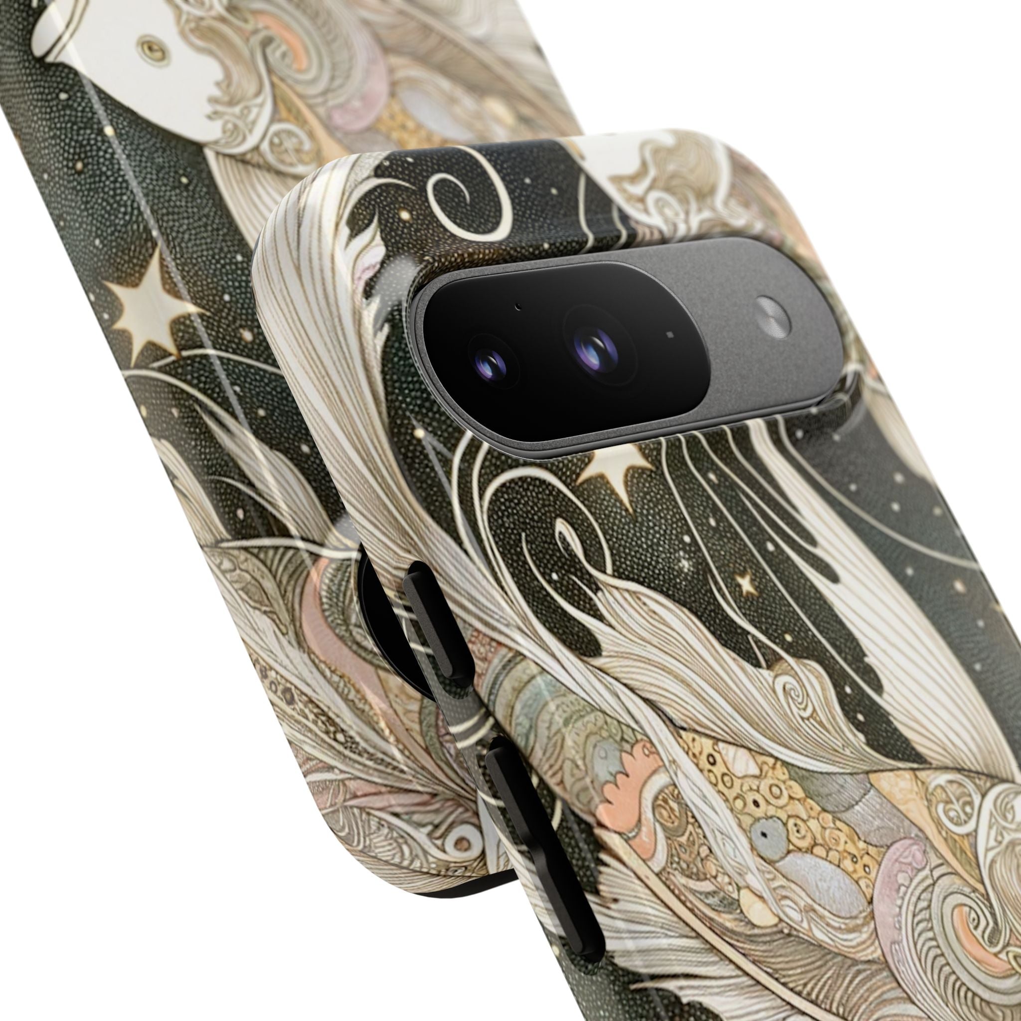 Artistic Phone Case, Cosmic Fish Design, Phone Accessory, Unique Gift, Zodiac Decor, Starry Night Vibes