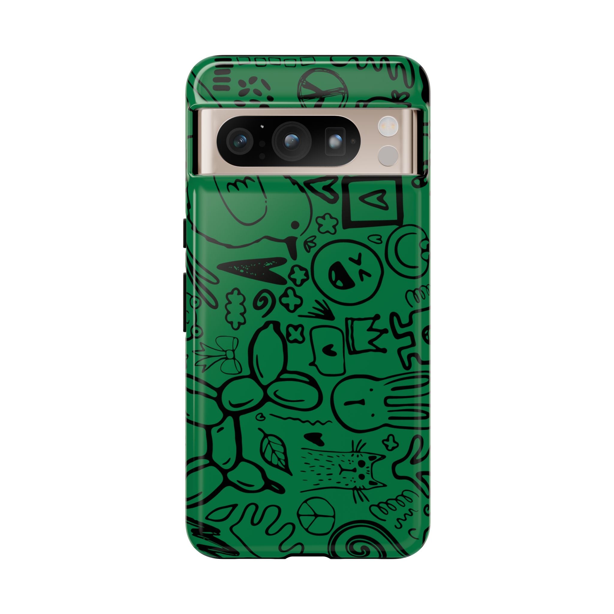 Playful Phone Case, Vibrant Green Tough Case, Quirky Graphic Design, Unique Gift for Kids, Fun Accessories, Christmas, Birthday
