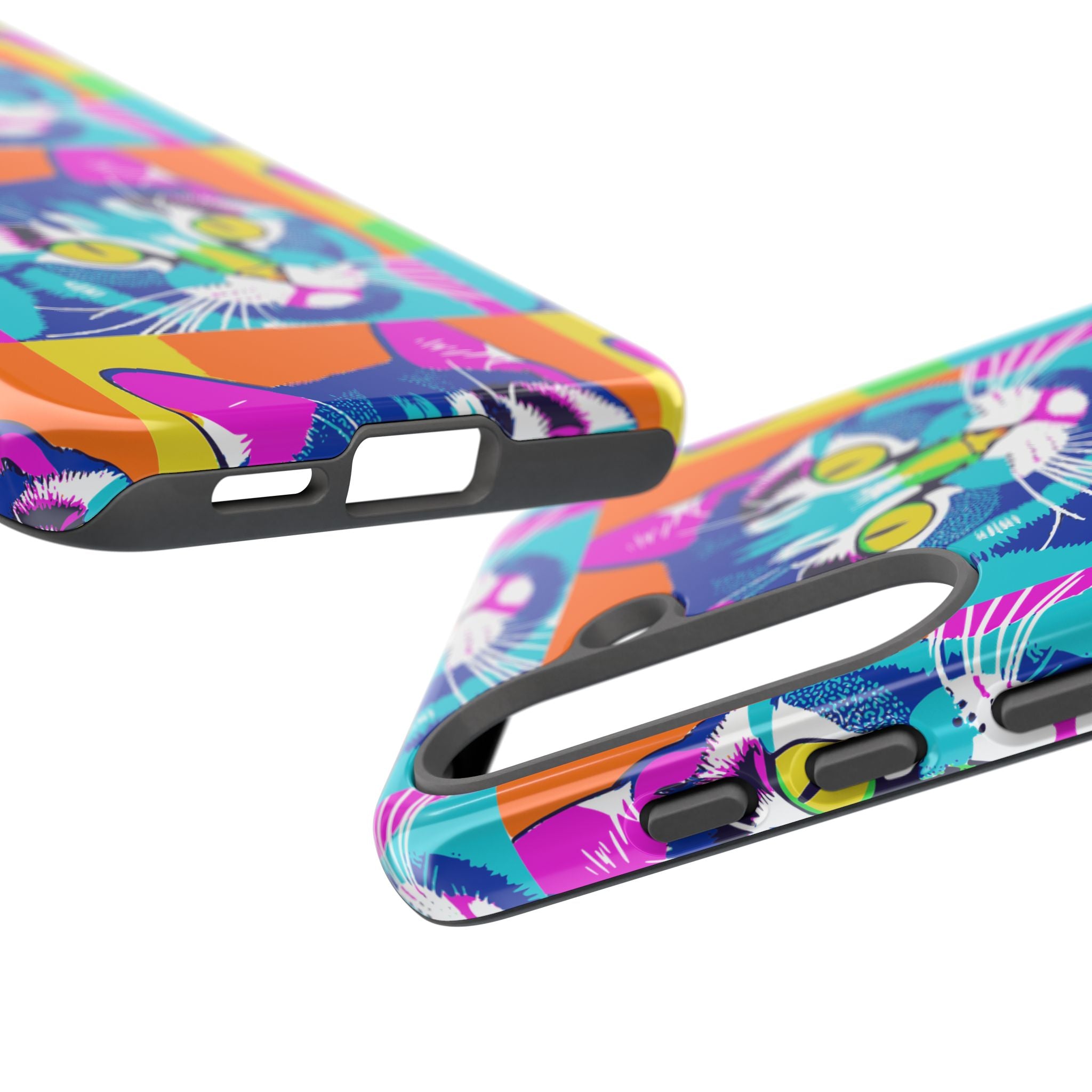 Colorful Cat Phone Case, Vibrant Animal Cover, Unique Pet Lover Gift, Fun Pop Art Style, Trendy Gadget Accessory