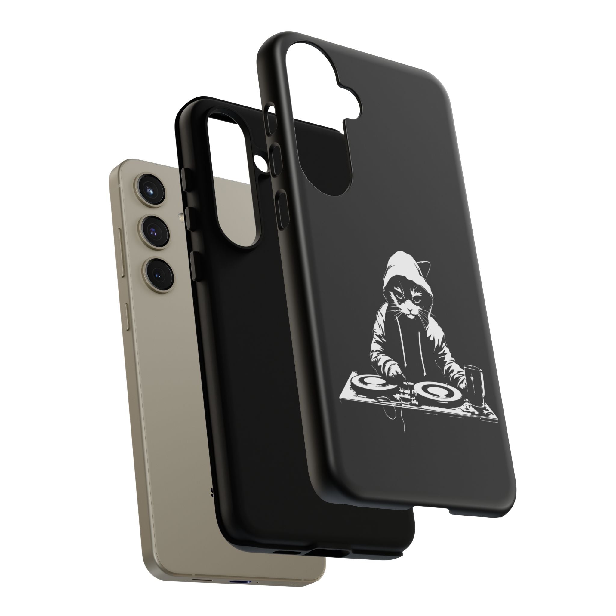 DJ Cat Phone Case, Tough Phone Cover, Pet Lover Gift, Music Enthusiast Accessory, Cute Cat Decor, Unique Case Design