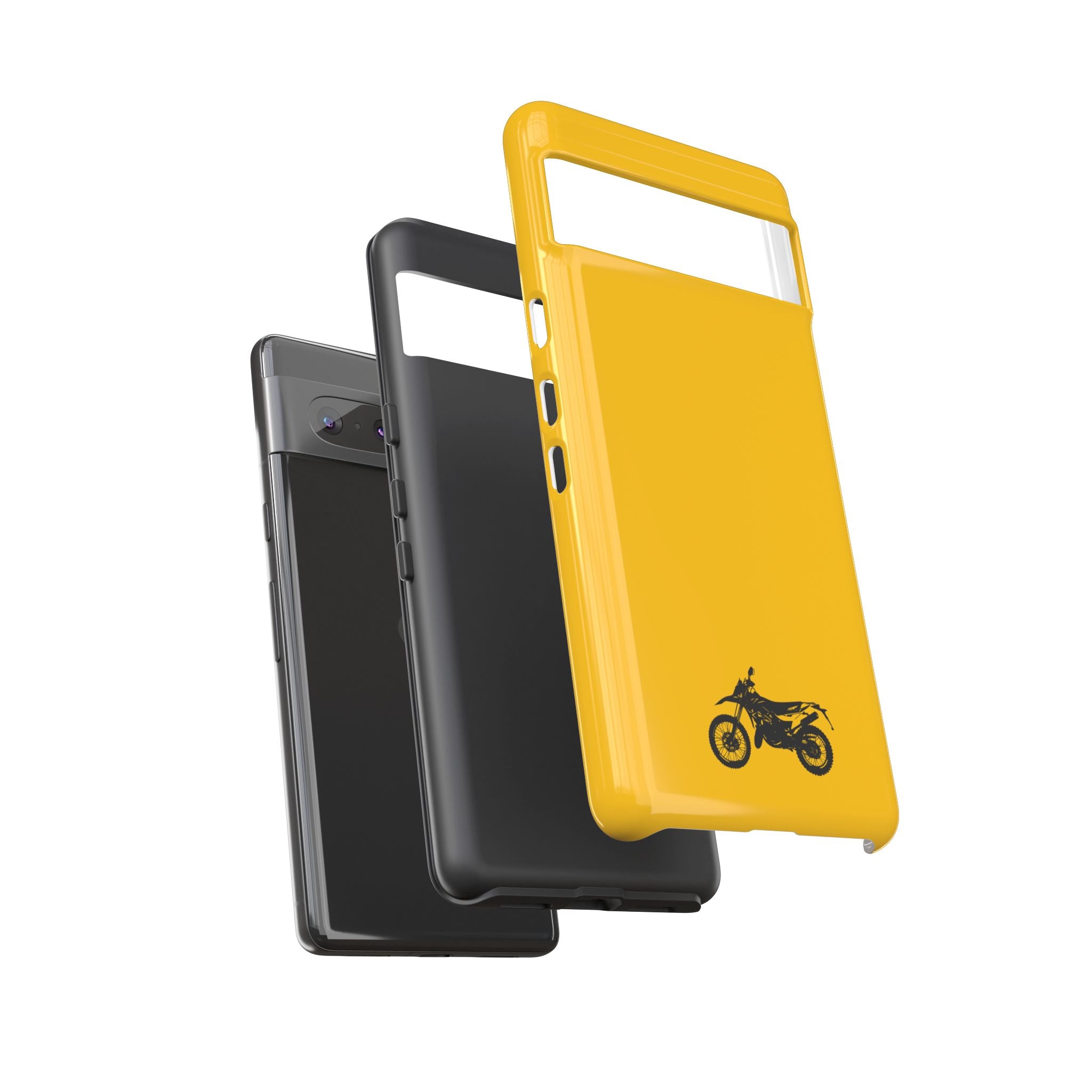 Motorcycle Phone Case, Tough Phone Cover, Gift for Bikers, Durable Tech Accessory, Yellow Motorcycle Design