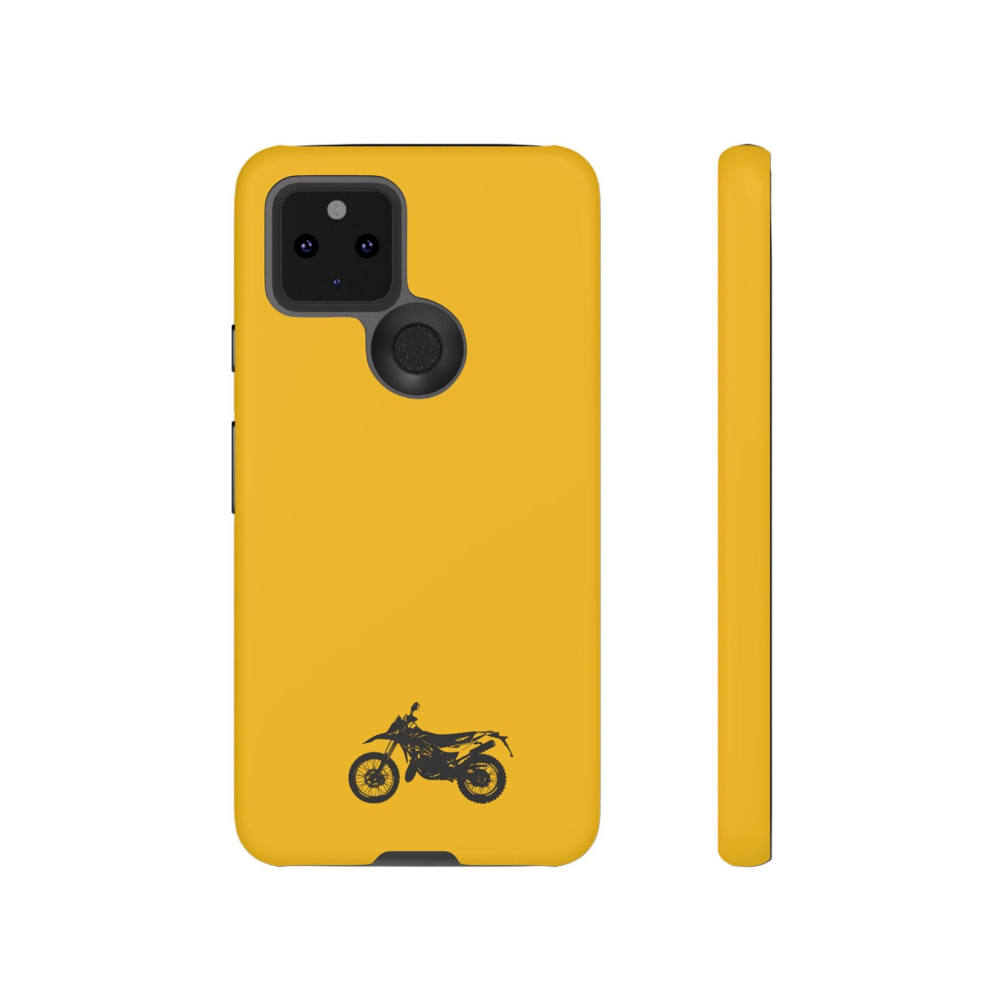 Motorcycle Phone Case, Tough Phone Cover, Gift for Bikers, Durable Tech Accessory, Yellow Motorcycle Design