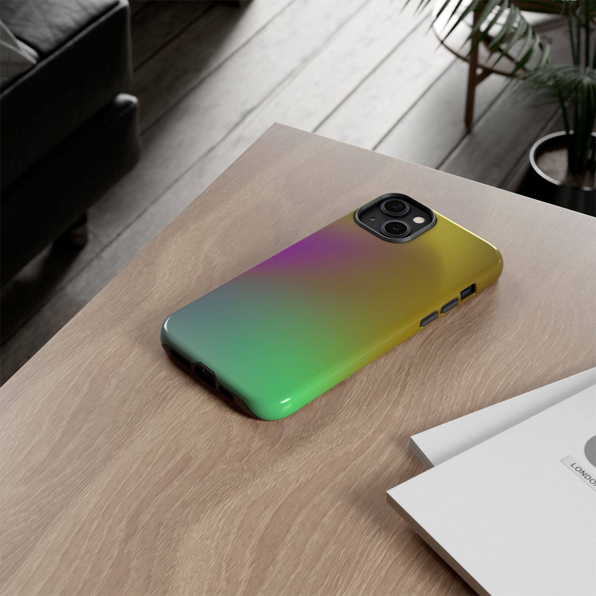 Vibrant Phone Case, Tough Cases, Colorful Phone Cover, Durable Mobile Case, Yellow Green Gradient Design