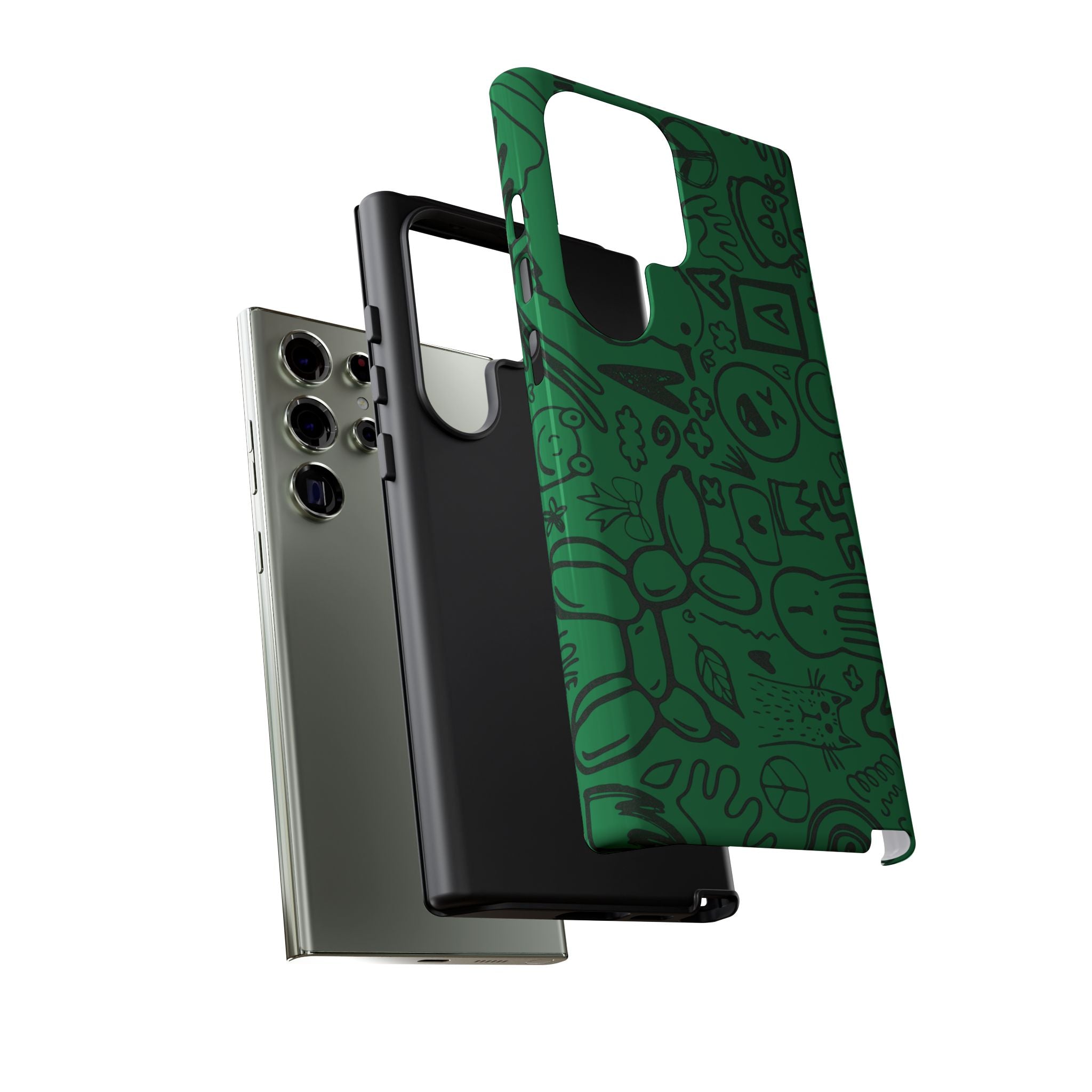 Playful Phone Case, Vibrant Green Tough Case, Quirky Graphic Design, Unique Gift for Kids, Fun Accessories, Christmas, Birthday