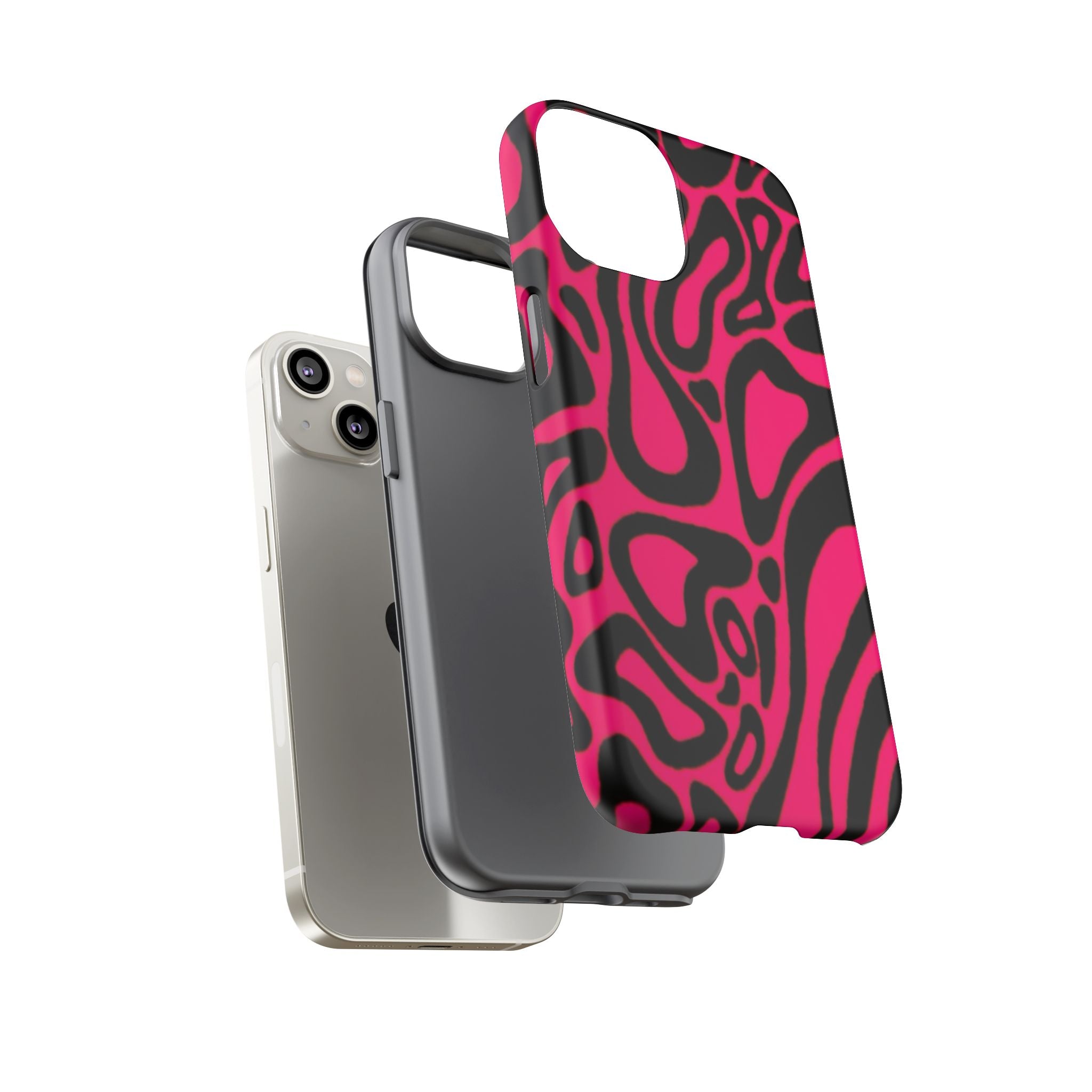 Bold Pink Patterned Phone Case, Stylish Tough Case, Trendy Accessory, Gift for Her, Tech Protection