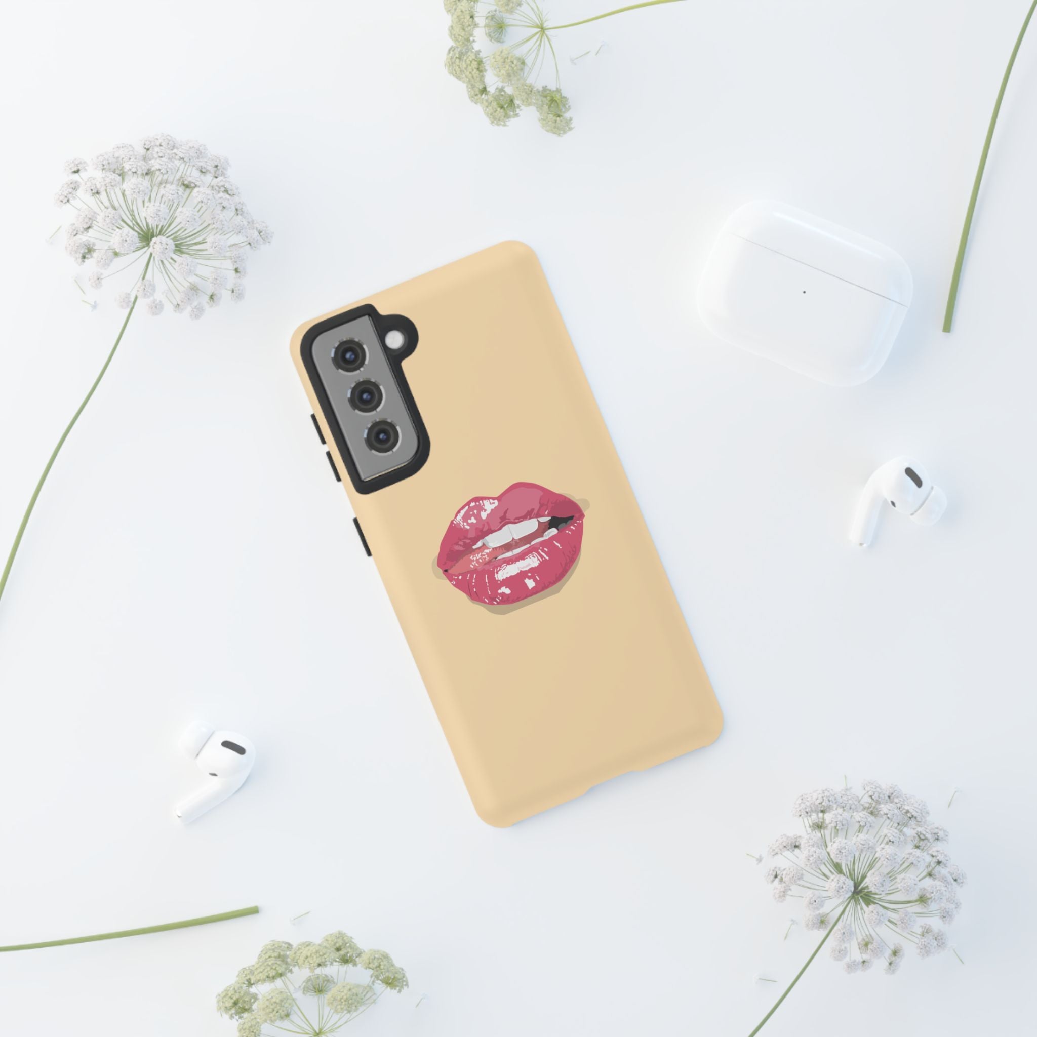 Stylish Phone Case with Lip Print, Trendy Mobile Cover, Fashion Accessory, Gift for Her, Cute Cell Phone Case