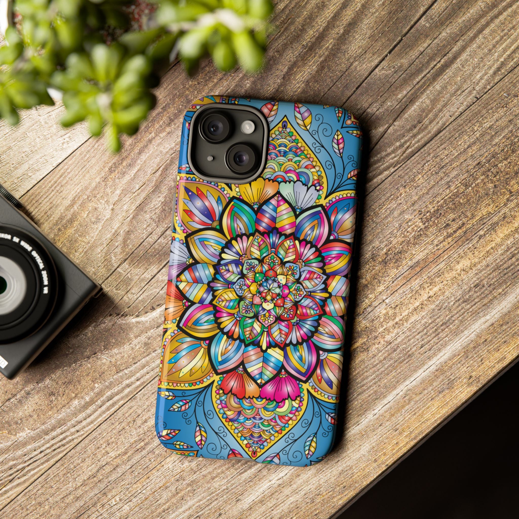 Vibrant Floral Phone Case, Tough Phone Cover, Colorful Mobile Accessory, Artistic Gift, Mandala Design, Everyday Use