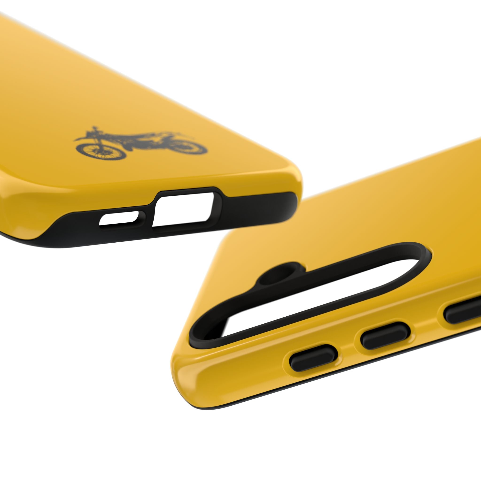 Motorcycle Phone Case, Tough Phone Cover, Gift for Bikers, Durable Tech Accessory, Yellow Motorcycle Design