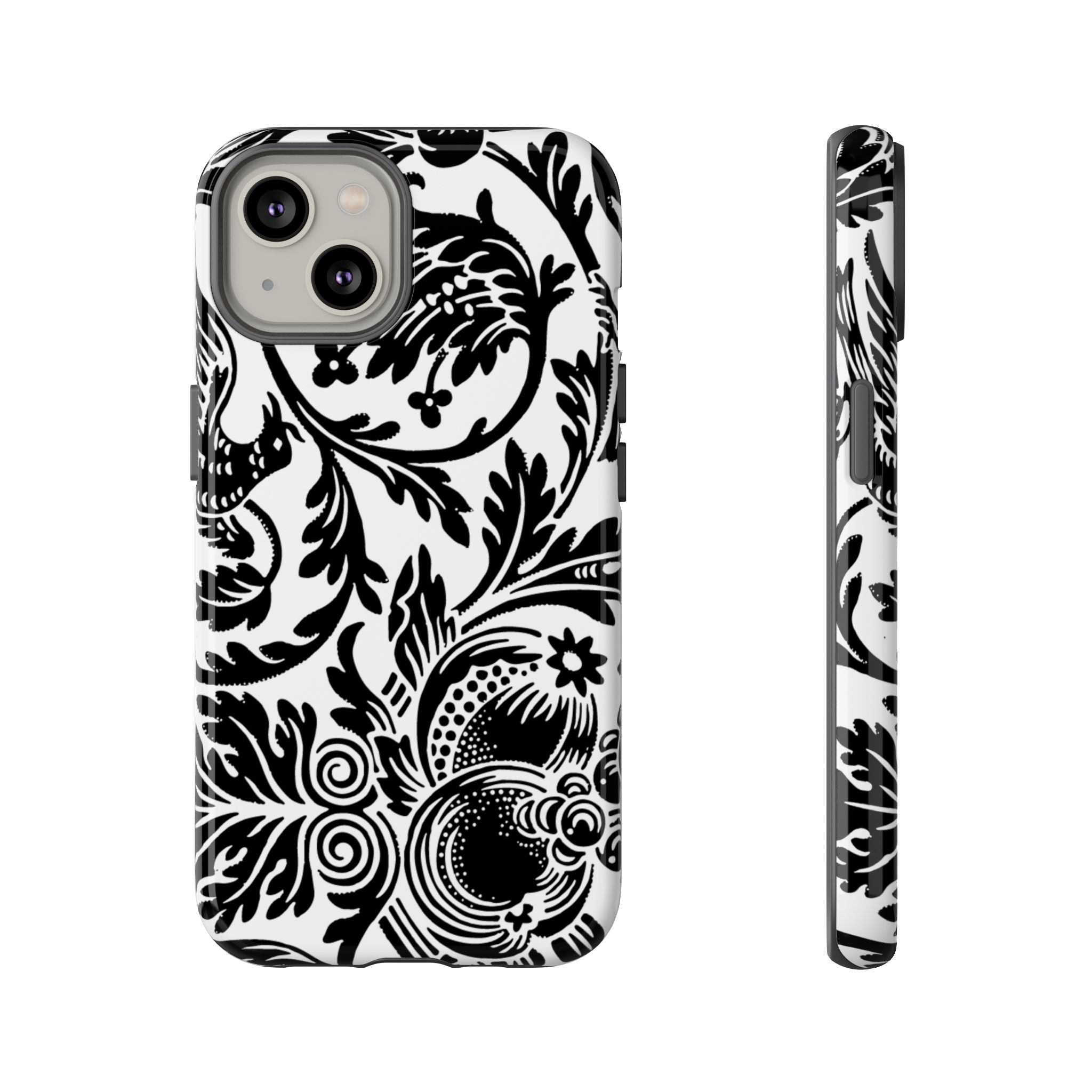 Elegant Black Floral Phone Case, Tough Cases, Stylish Phone Protection, Gift for Her, Floral Design, Trendy Accessories