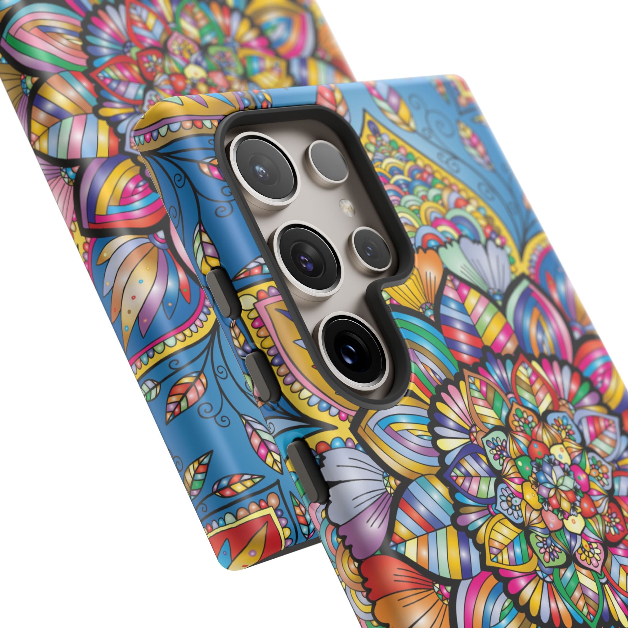 Vibrant Floral Phone Case, Tough Phone Cover, Colorful Mobile Accessory, Artistic Gift, Mandala Design, Everyday Use