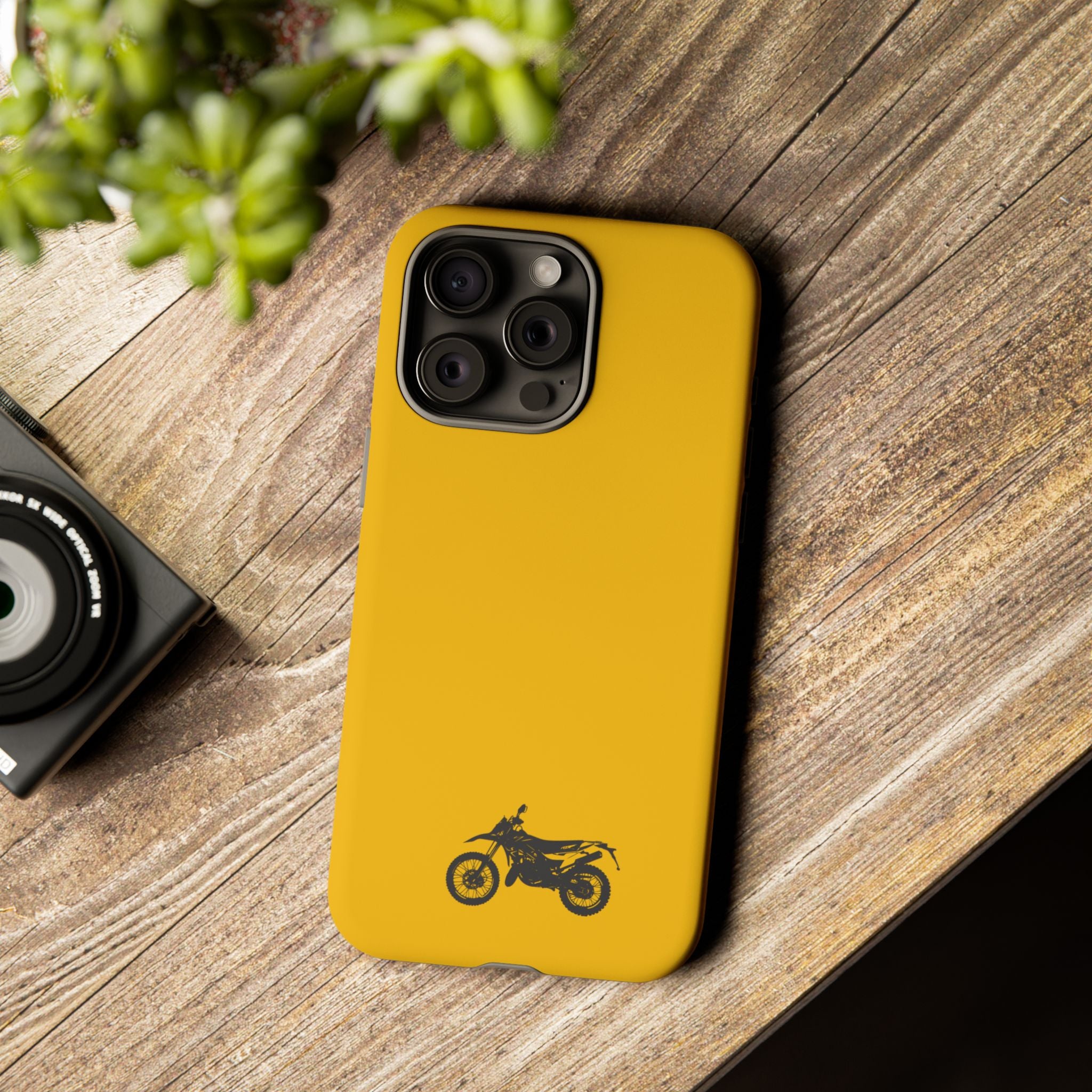 Motorcycle Phone Case, Tough Phone Cover, Gift for Bikers, Durable Tech Accessory, Yellow Motorcycle Design