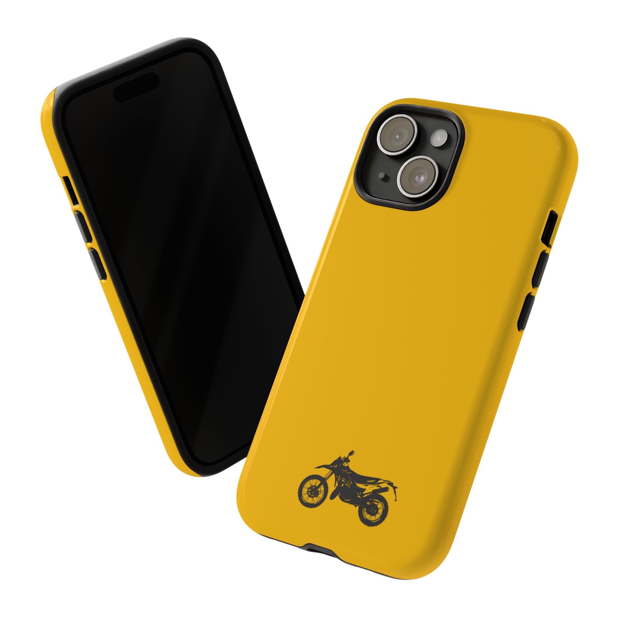 Motorcycle Phone Case, Tough Phone Cover, Gift for Bikers, Durable Tech Accessory, Yellow Motorcycle Design