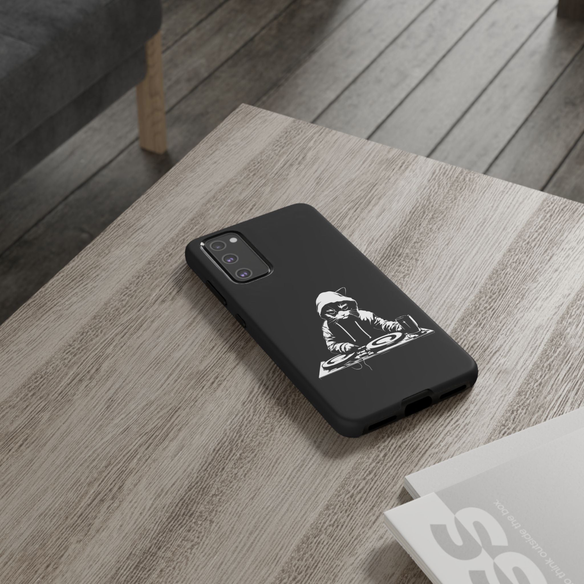 DJ Cat Phone Case, Tough Phone Cover, Pet Lover Gift, Music Enthusiast Accessory, Cute Cat Decor, Unique Case Design
