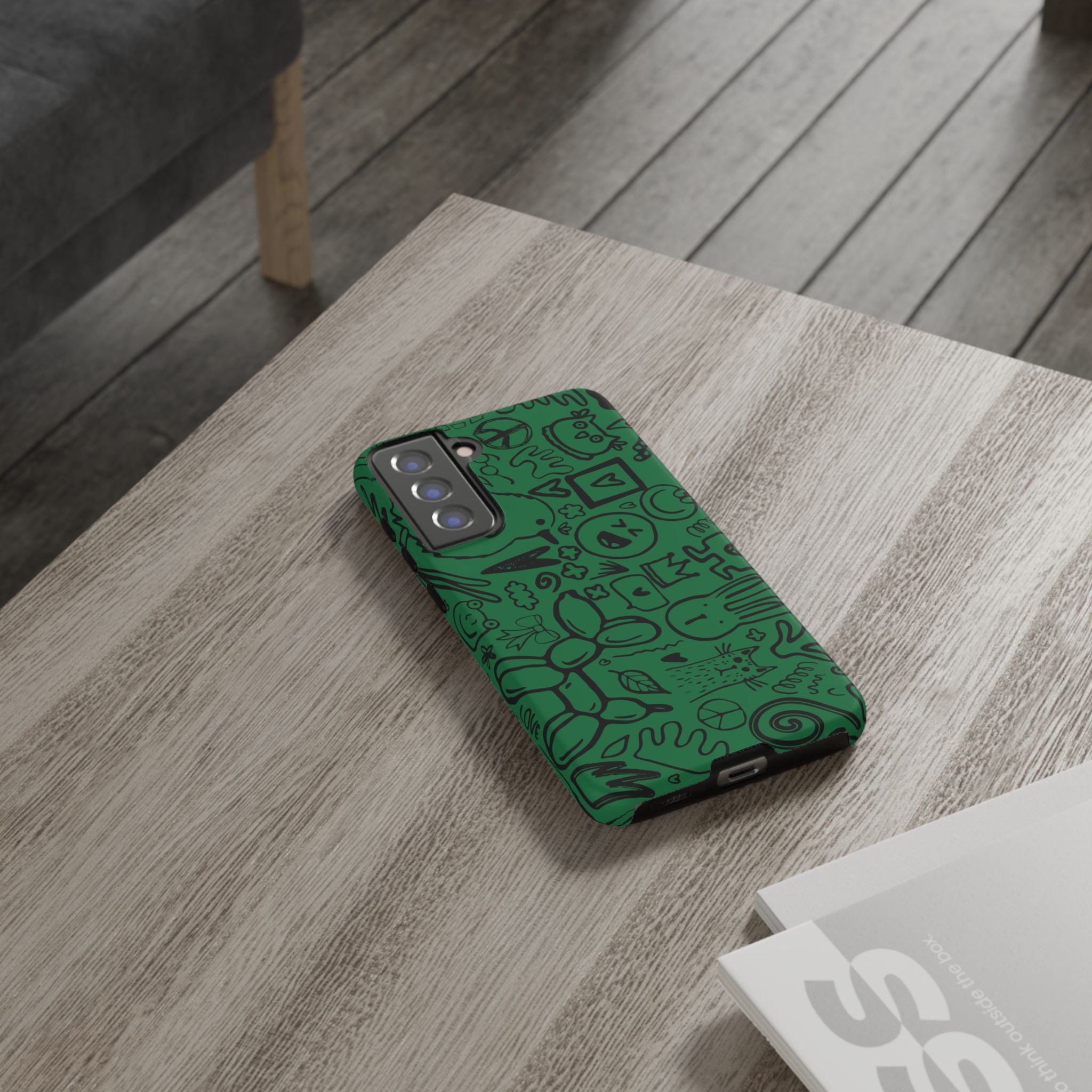 Playful Phone Case, Vibrant Green Tough Case, Quirky Graphic Design, Unique Gift for Kids, Fun Accessories, Christmas, Birthday