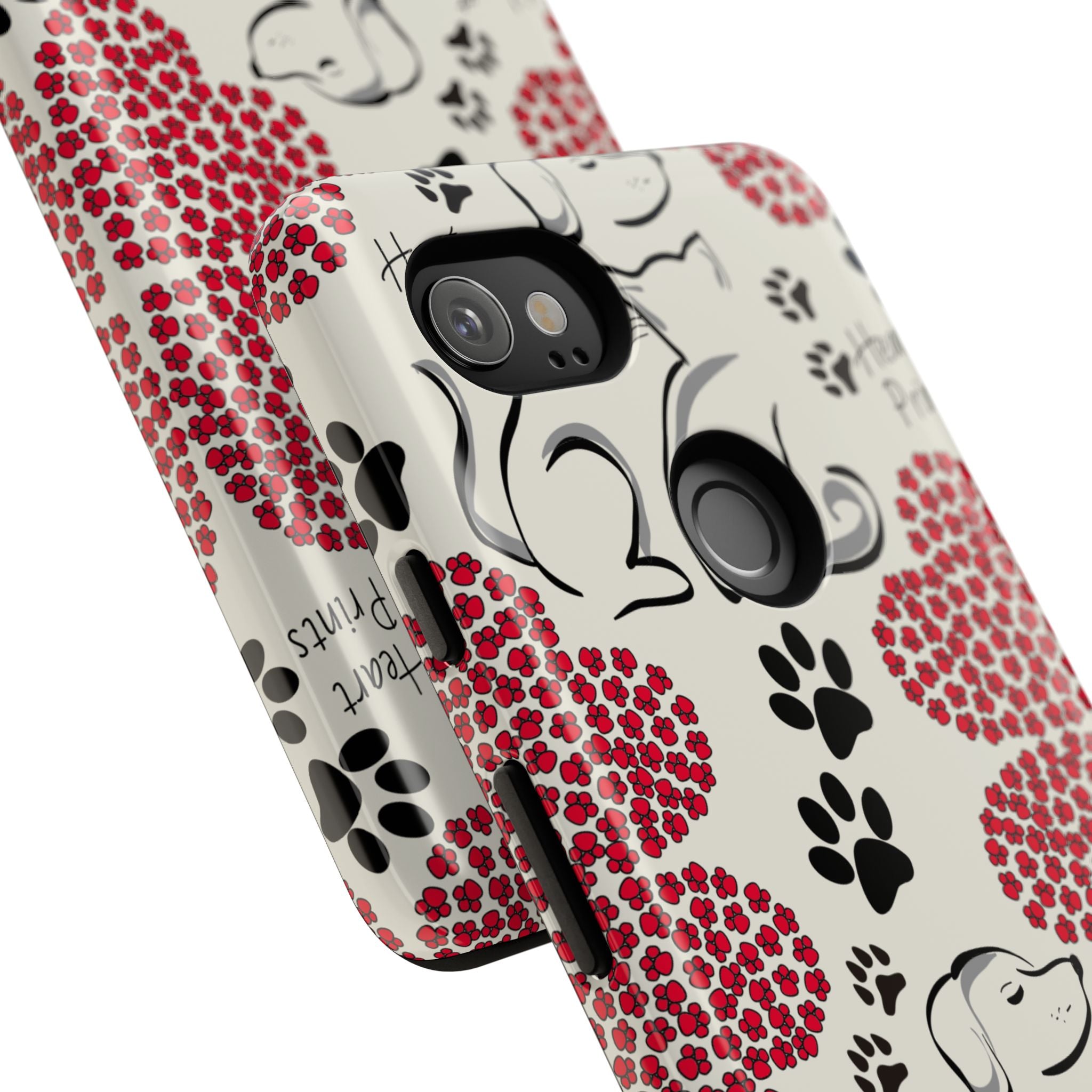 Stylish Phone Case with Heart Prints for Pet Lovers, Dog Lover Gift, Floral Pattern, Customizable Design, Cute Animal Accessories