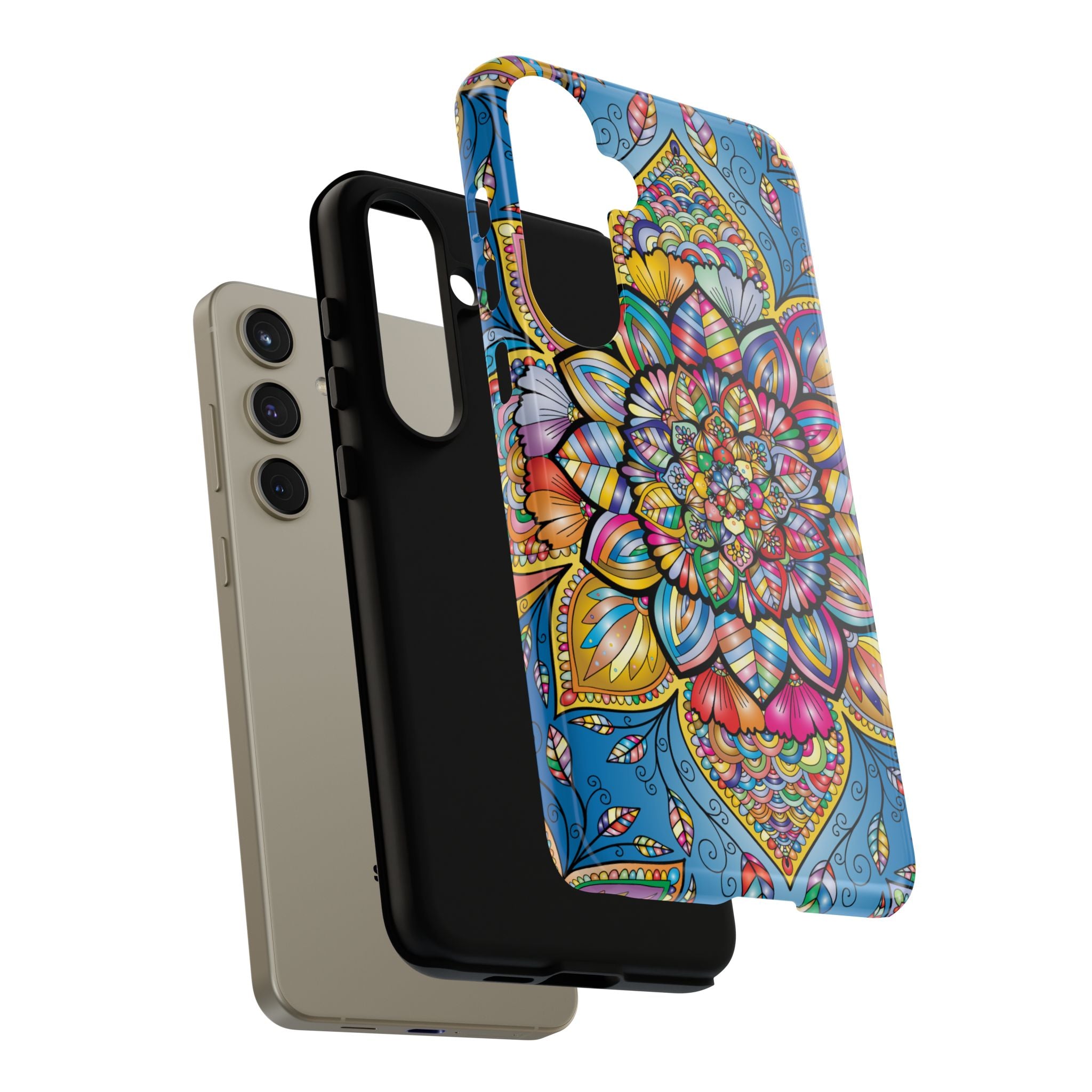 Vibrant Floral Phone Case, Tough Phone Cover, Colorful Mobile Accessory, Artistic Gift, Mandala Design, Everyday Use