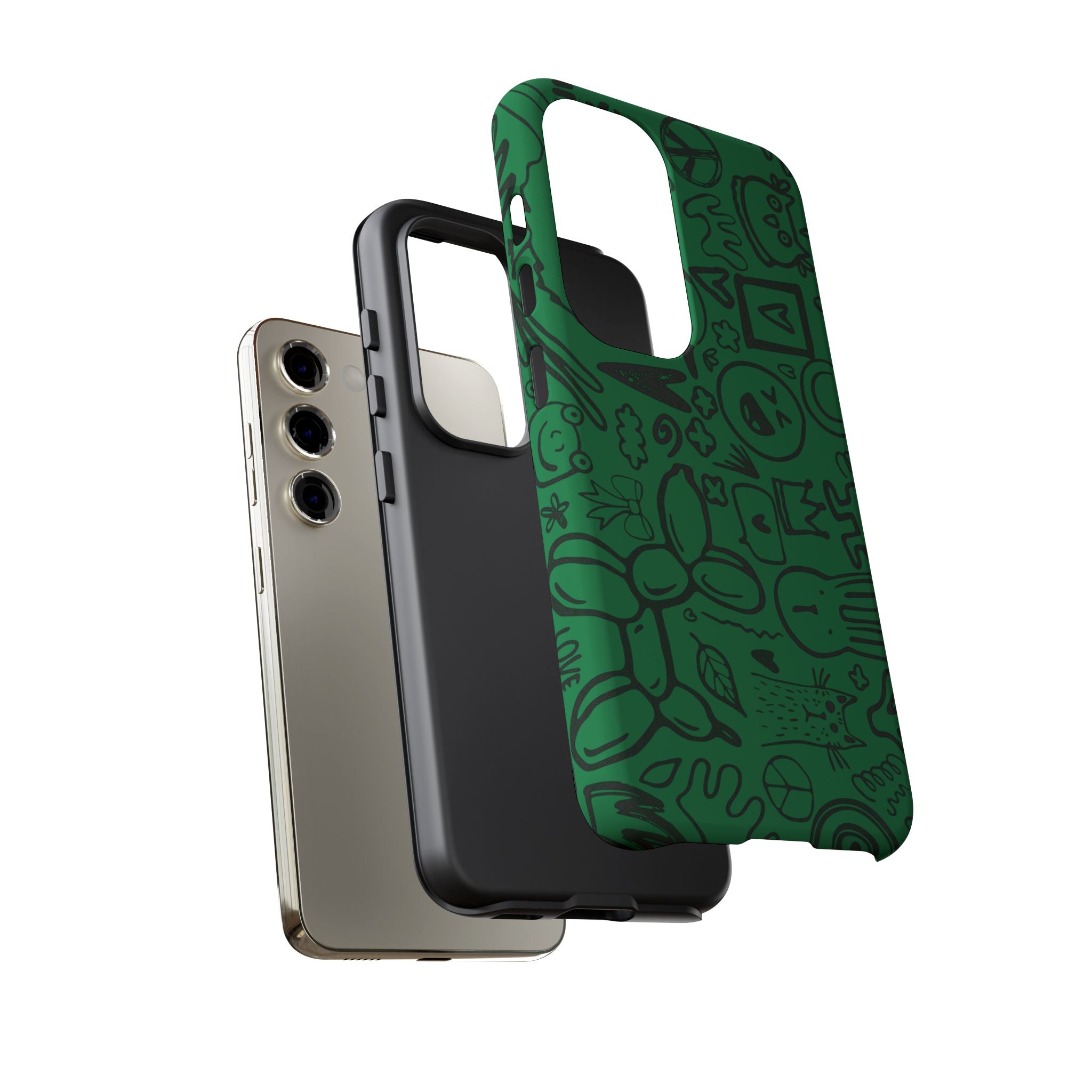 Playful Phone Case, Vibrant Green Tough Case, Quirky Graphic Design, Unique Gift for Kids, Fun Accessories, Christmas, Birthday