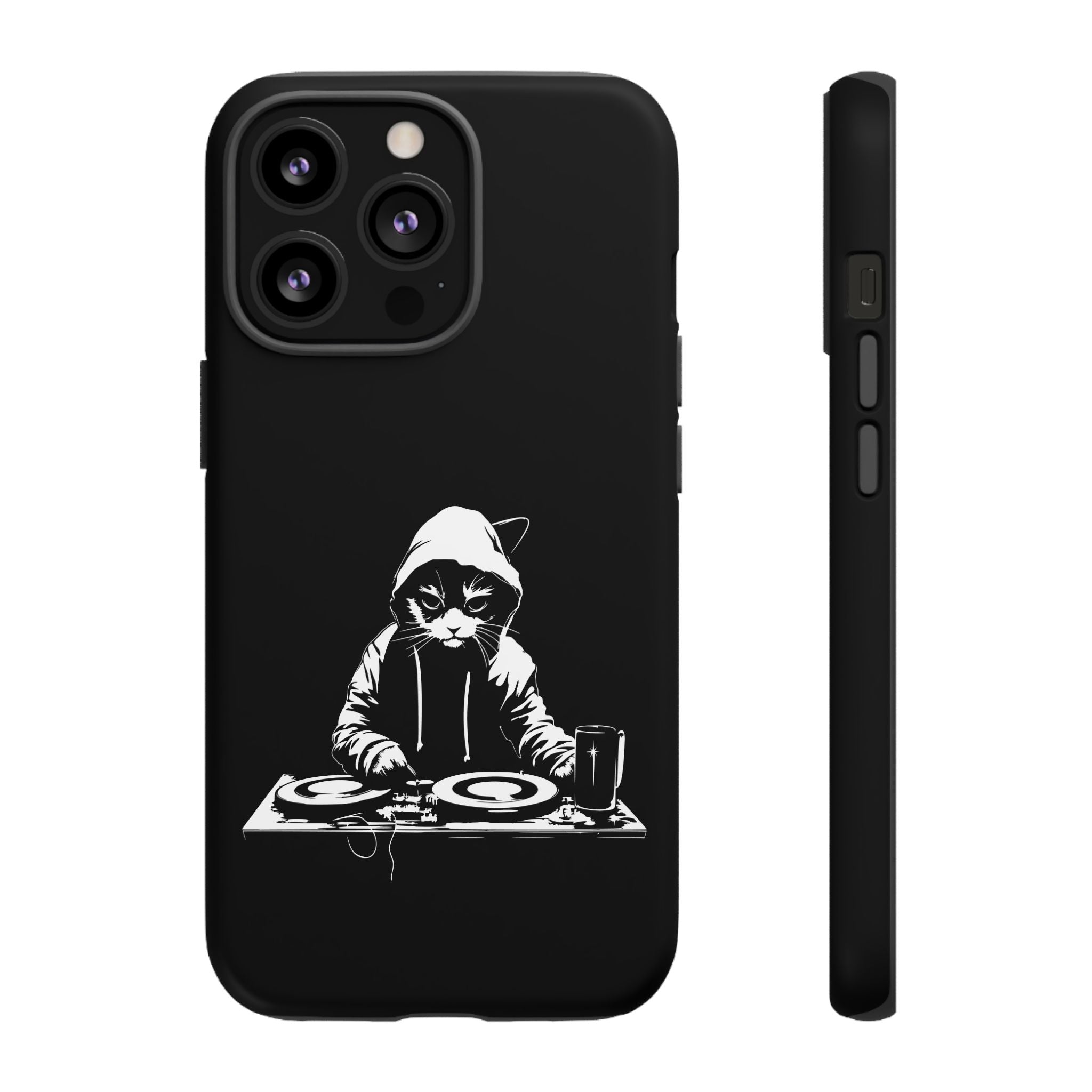 DJ Cat Phone Case, Tough Phone Cover, Pet Lover Gift, Music Enthusiast Accessory, Cute Cat Decor, Unique Case Design