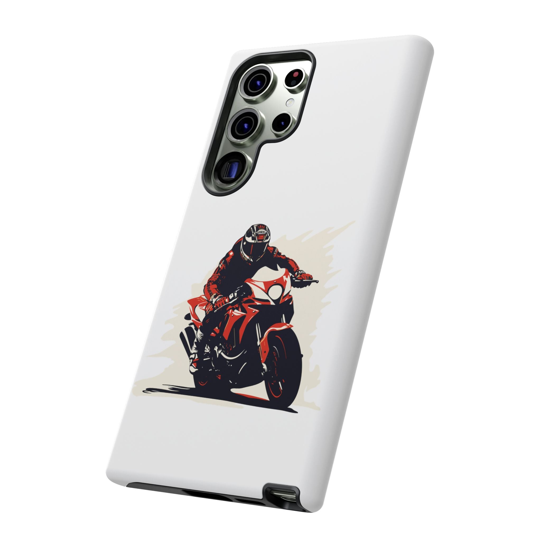 Motorcycle Phone Case, Tough Cases for Riders, Biker Accessory, Gifts for Motorcyclists, Red Bike Design