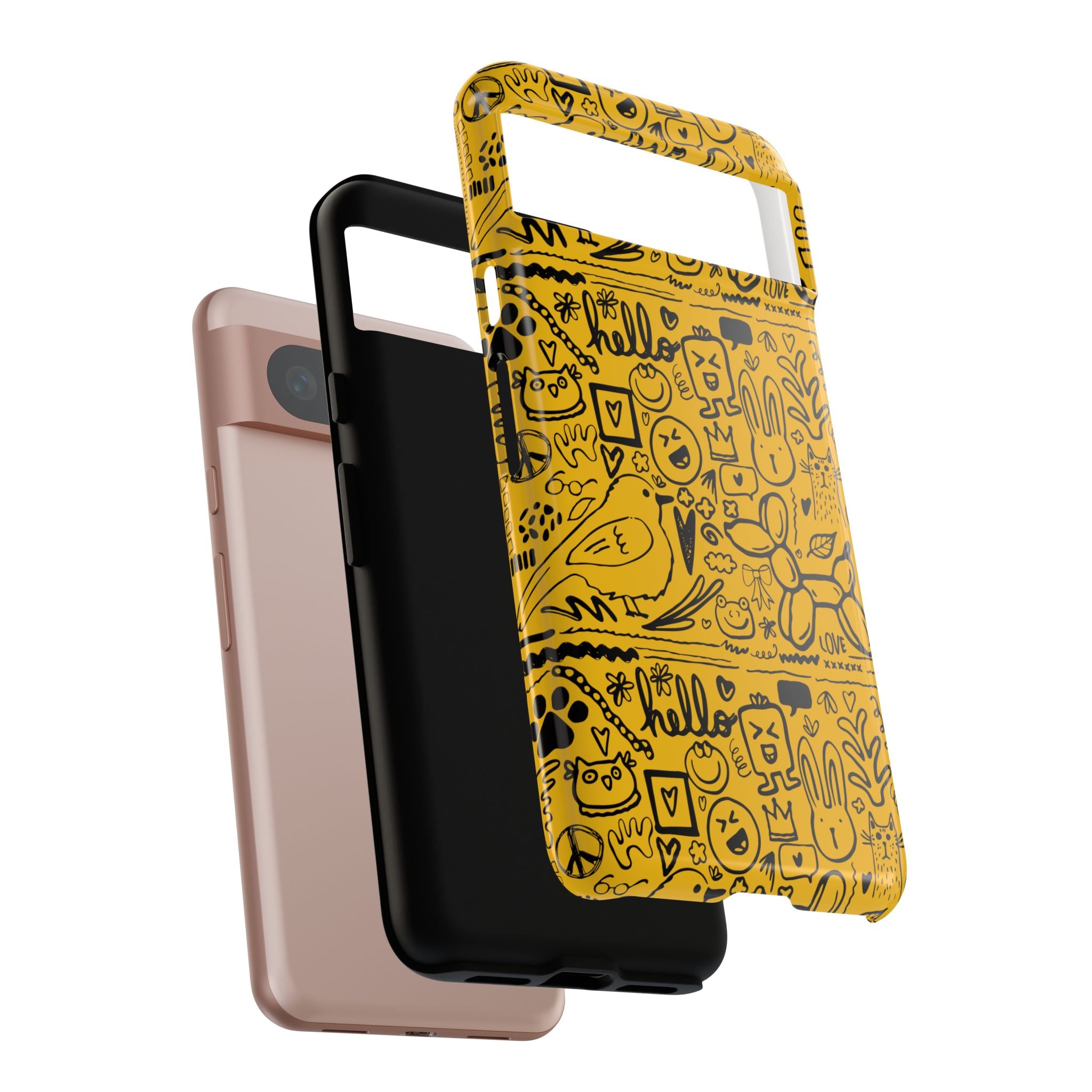 Vibrant Phone Case, Cute Yellow Floral iPhone Cover, Stylish Tough Case, Fun Phone Accessory, Perfect Gift for Teens