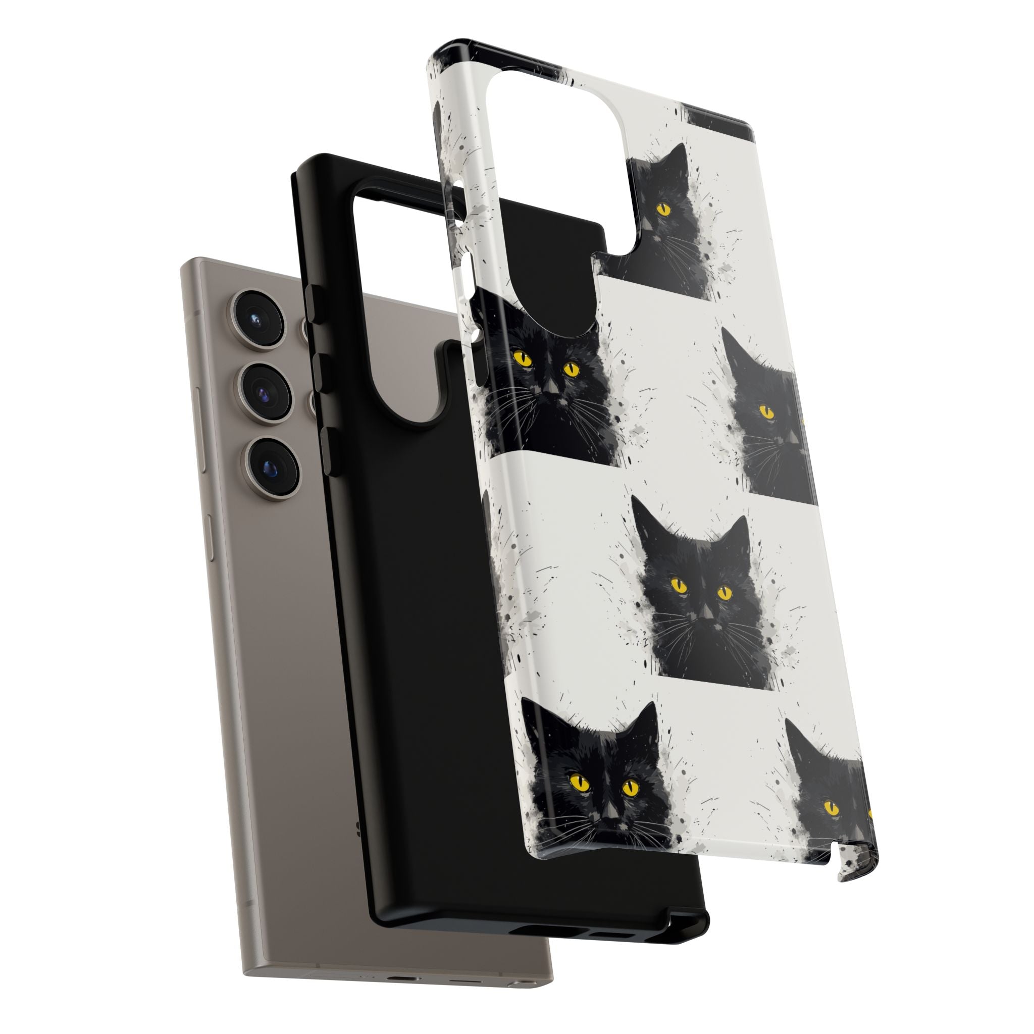 Black Cat Phone Case, Tough Cases, Cat Lover Gift, Unique Design, Halloween, Animal Accessories, Custom Phone Cover