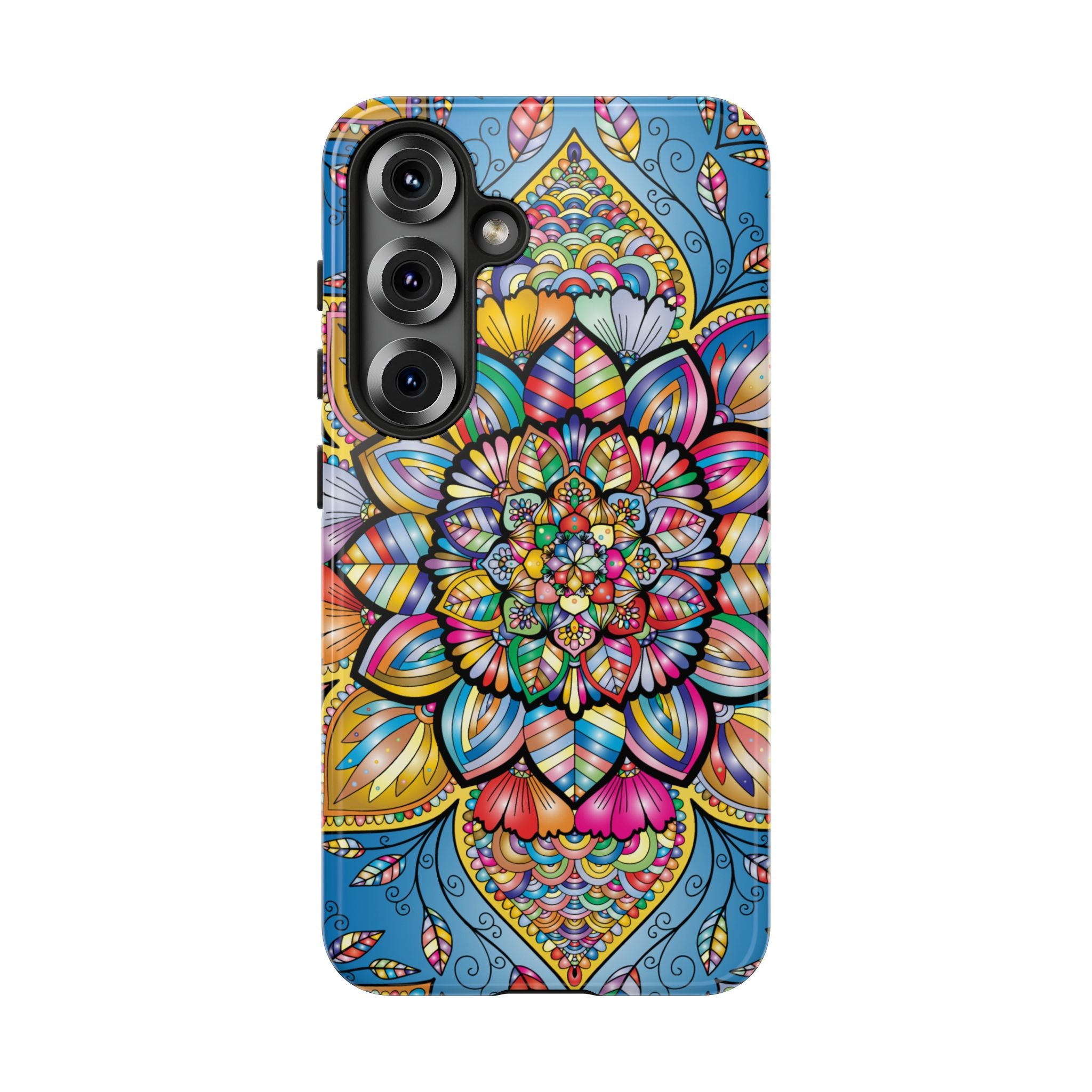 Vibrant Floral Phone Case, Tough Phone Cover, Colorful Mobile Accessory, Artistic Gift, Mandala Design, Everyday Use