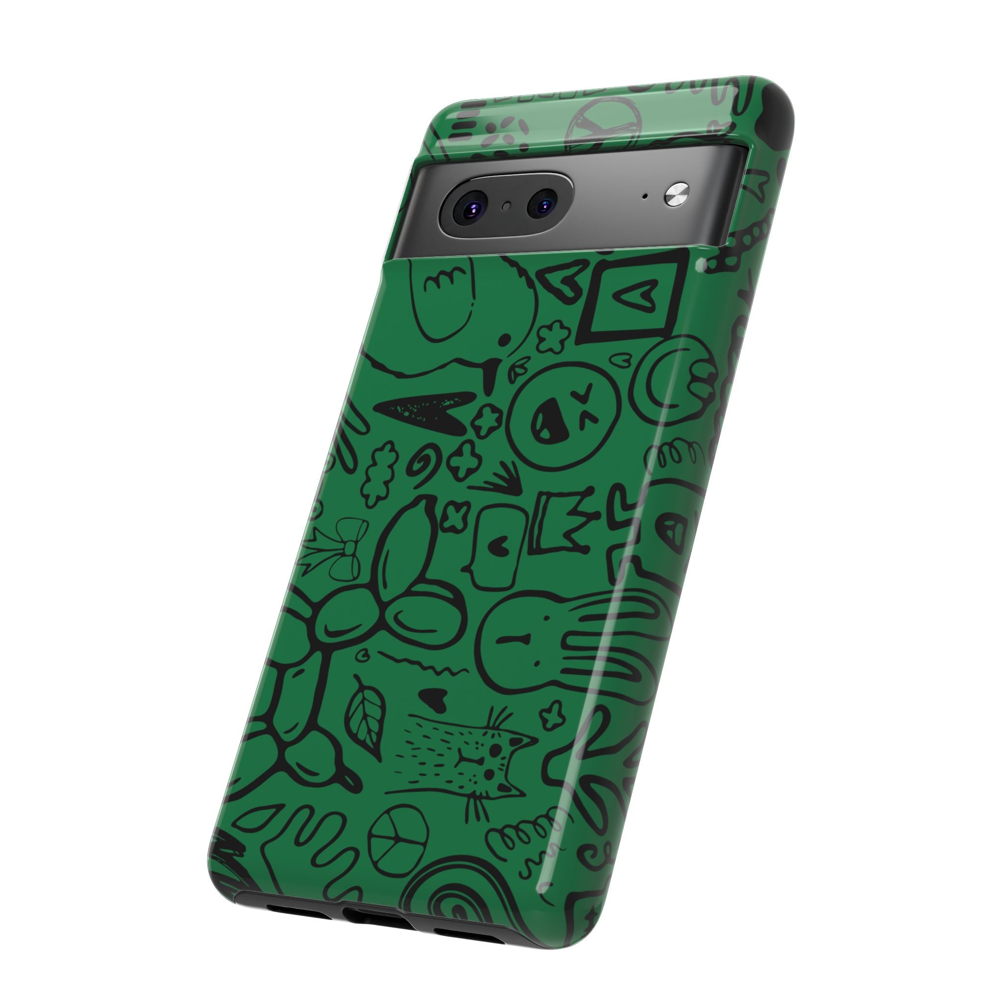Playful Phone Case, Vibrant Green Tough Case, Quirky Graphic Design, Unique Gift for Kids, Fun Accessories, Christmas, Birthday