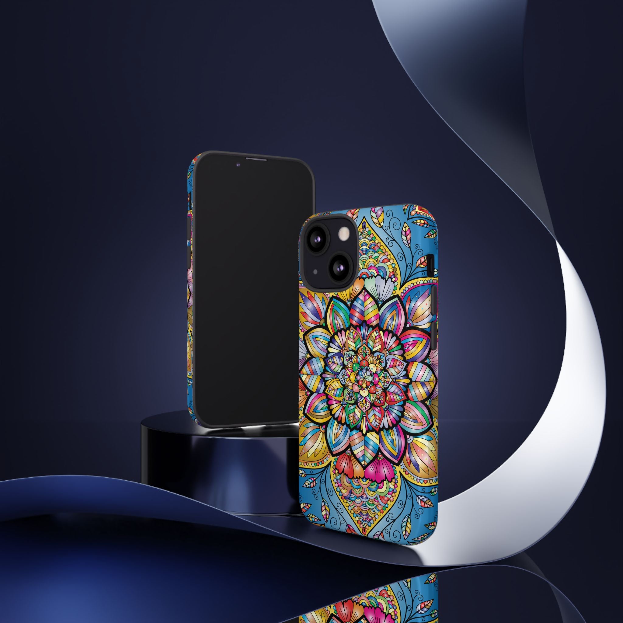 Vibrant Floral Phone Case, Tough Phone Cover, Colorful Mobile Accessory, Artistic Gift, Mandala Design, Everyday Use