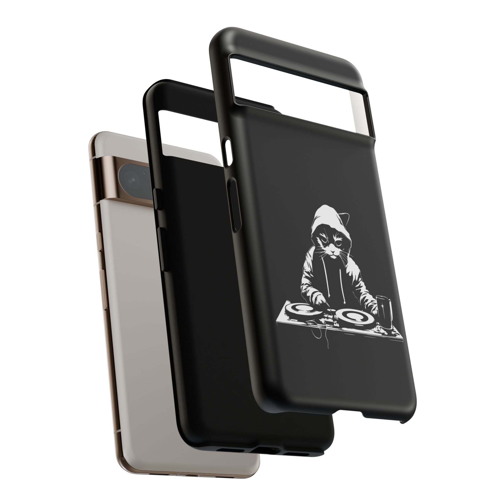 DJ Cat Phone Case, Tough Phone Cover, Pet Lover Gift, Music Enthusiast Accessory, Cute Cat Decor, Unique Case Design