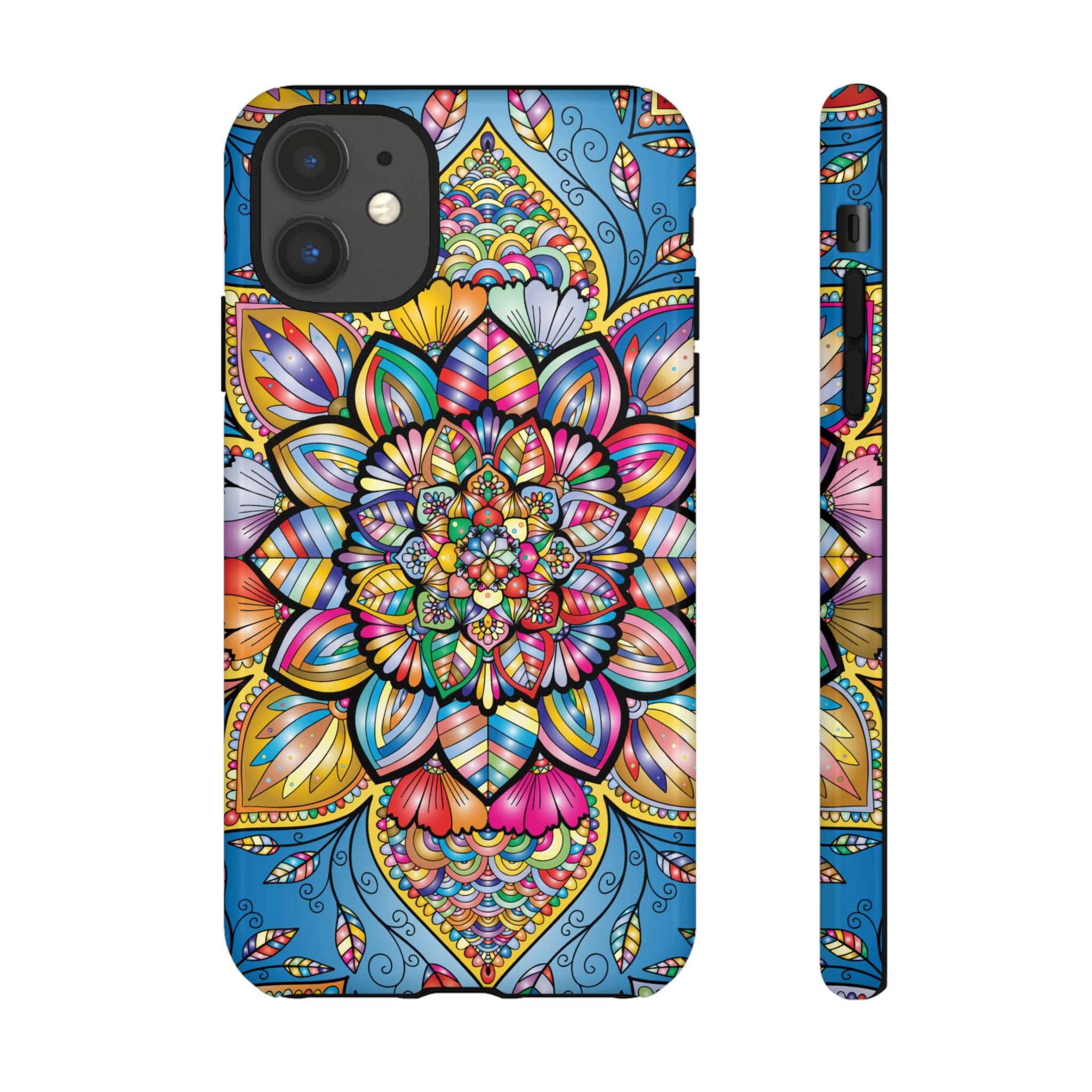 Vibrant Floral Phone Case, Tough Phone Cover, Colorful Mobile Accessory, Artistic Gift, Mandala Design, Everyday Use