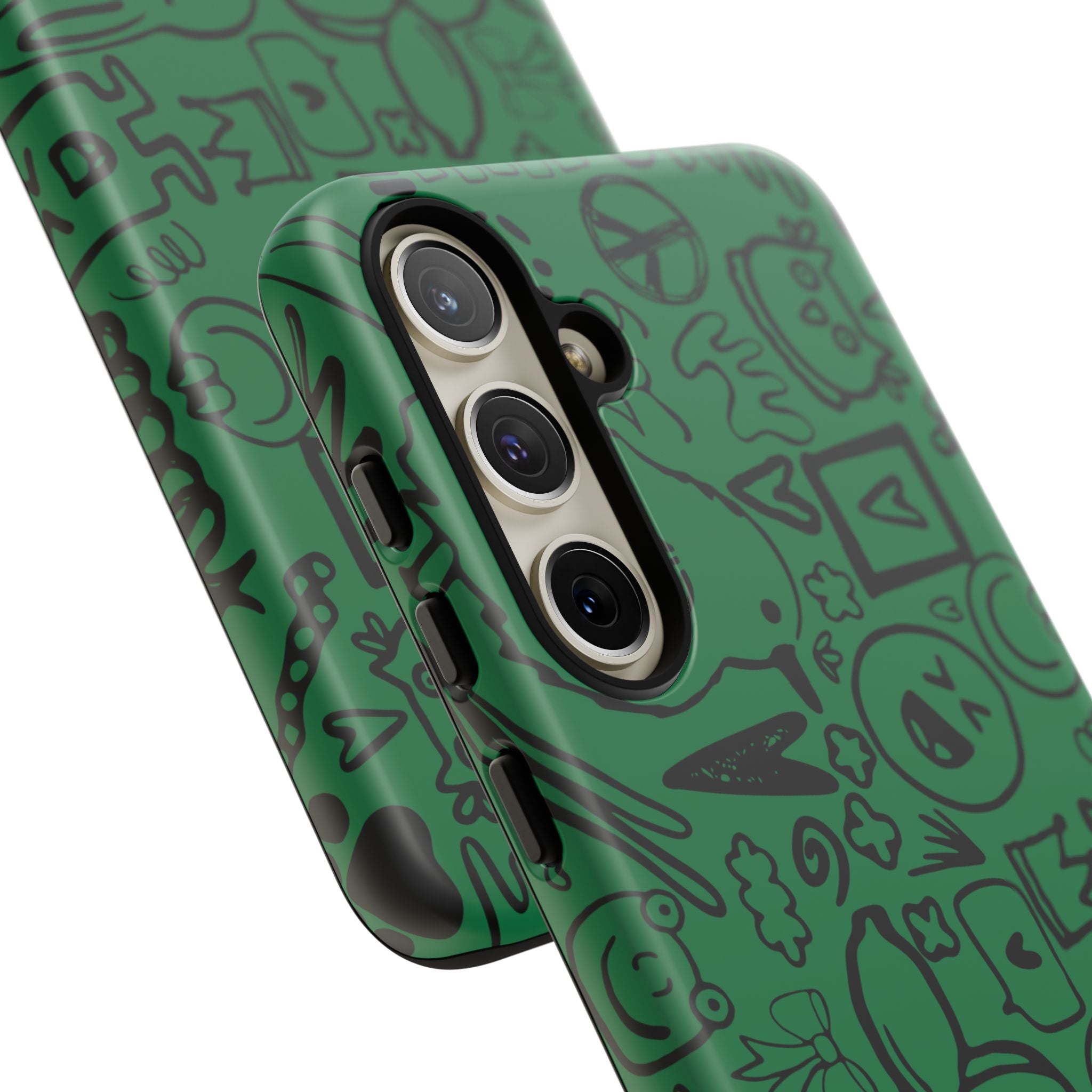 Playful Phone Case, Vibrant Green Tough Case, Quirky Graphic Design, Unique Gift for Kids, Fun Accessories, Christmas, Birthday