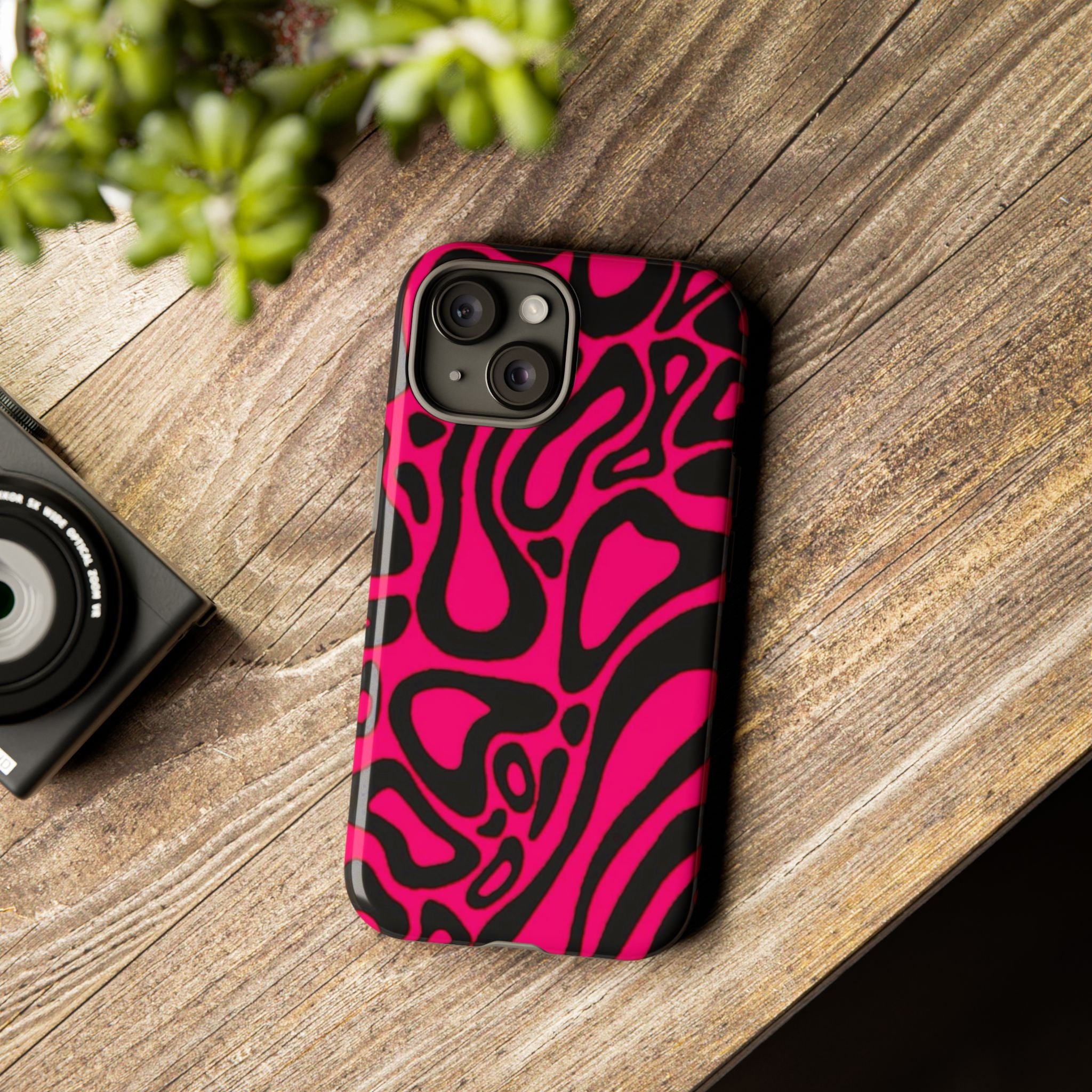 Bold Pink Patterned Phone Case, Stylish Tough Case, Trendy Accessory, Gift for Her, Tech Protection