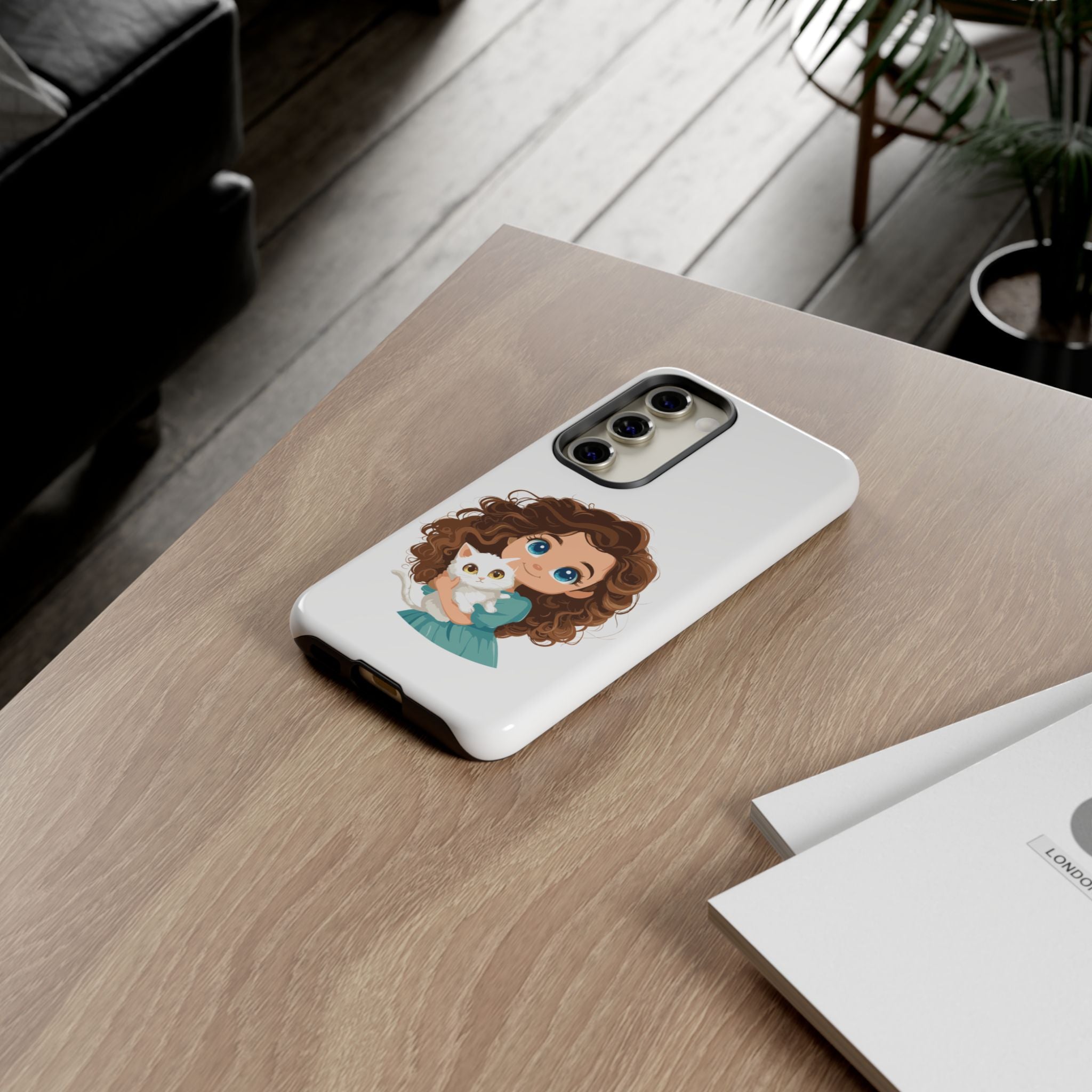 Cute Cat Lover Phone Case, Tough Phone Cover, Pet Lover Gift, Personalized Gift, Kids Phone Case, Animal Lover Accessories