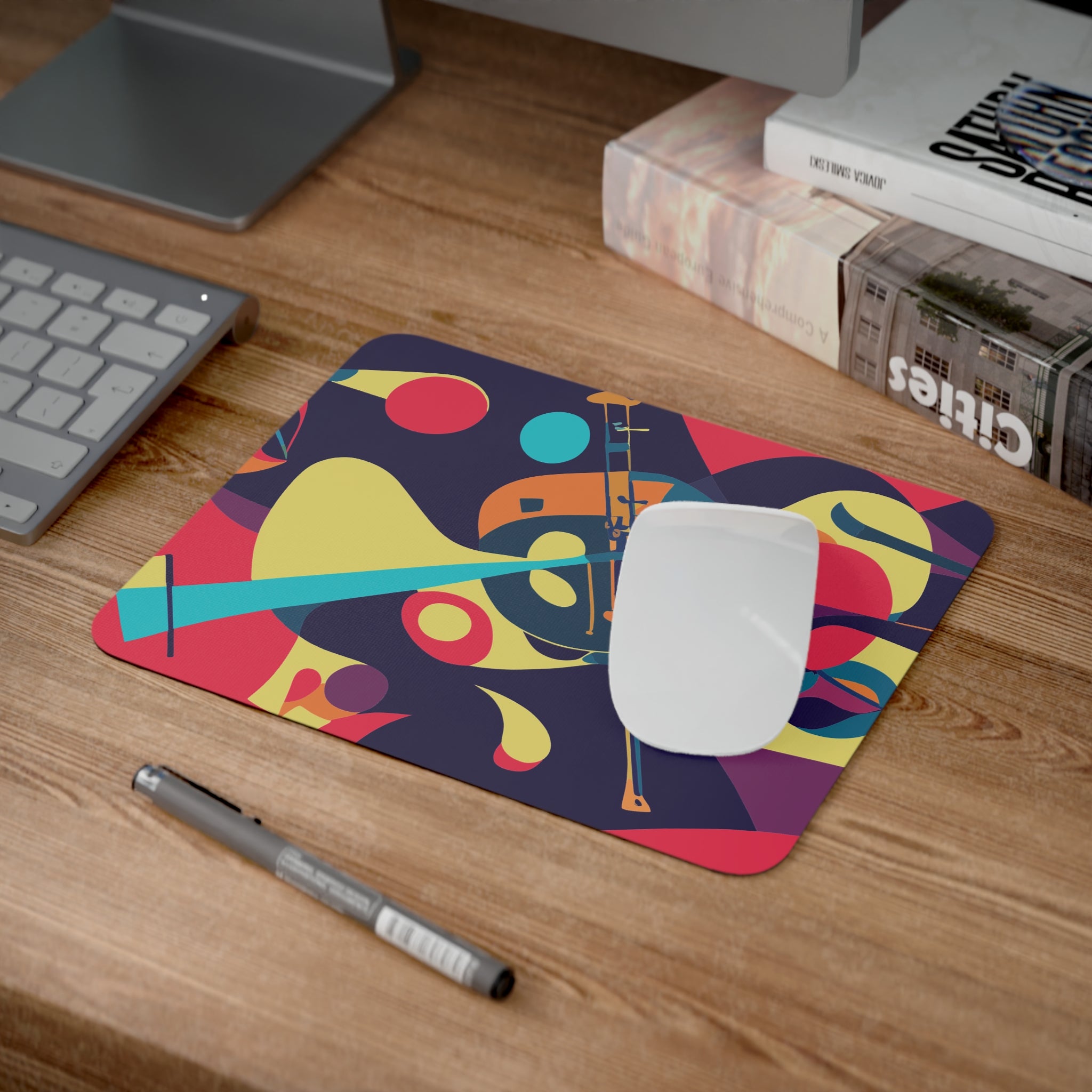 Colorful Abstract Music Desk Mouse Pad, Vibrant Office Accessory, Unique Gift for Musicians, Art Enthusiasts, Home Office Decor