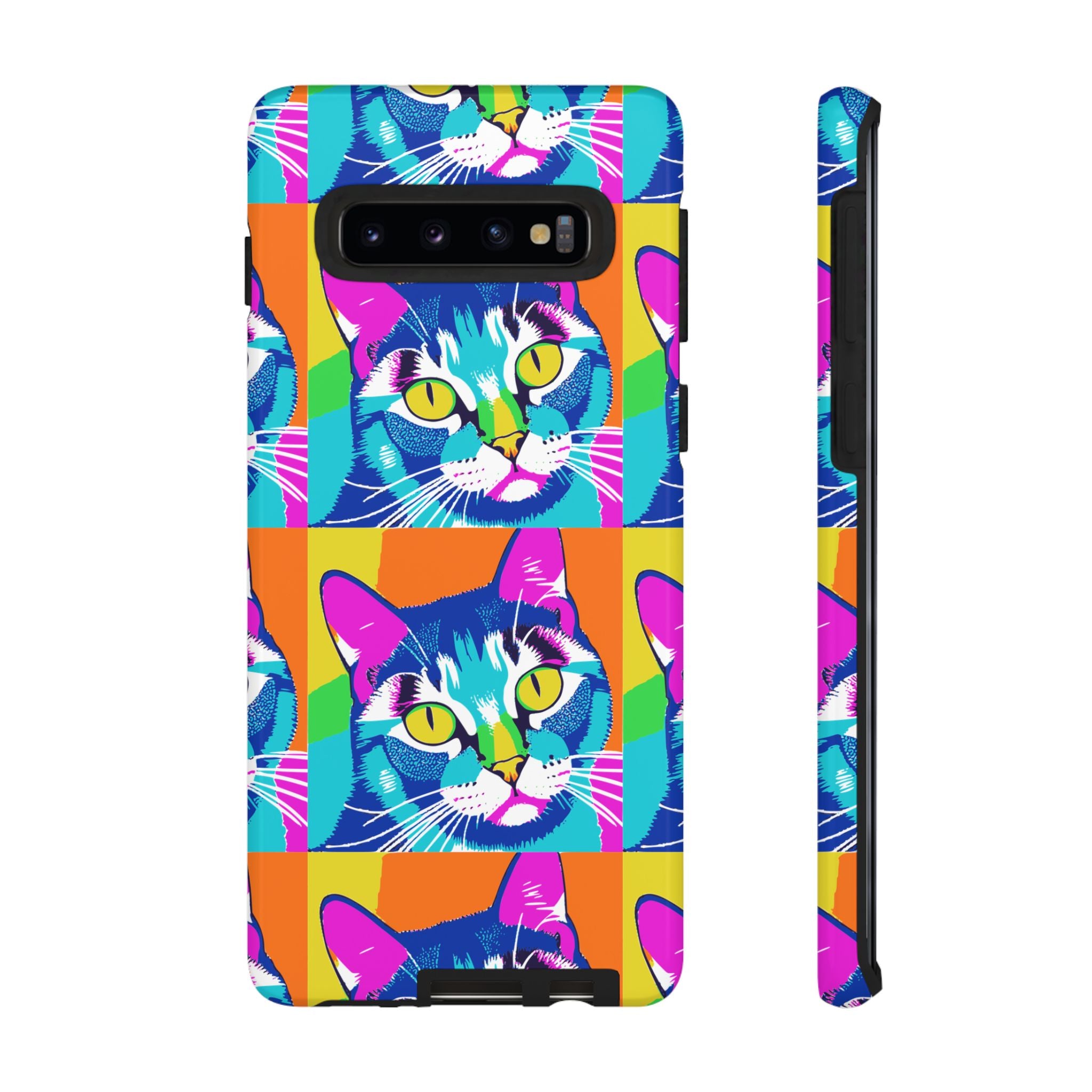 Colorful Cat Phone Case, Vibrant Animal Cover, Unique Pet Lover Gift, Fun Pop Art Style, Trendy Gadget Accessory