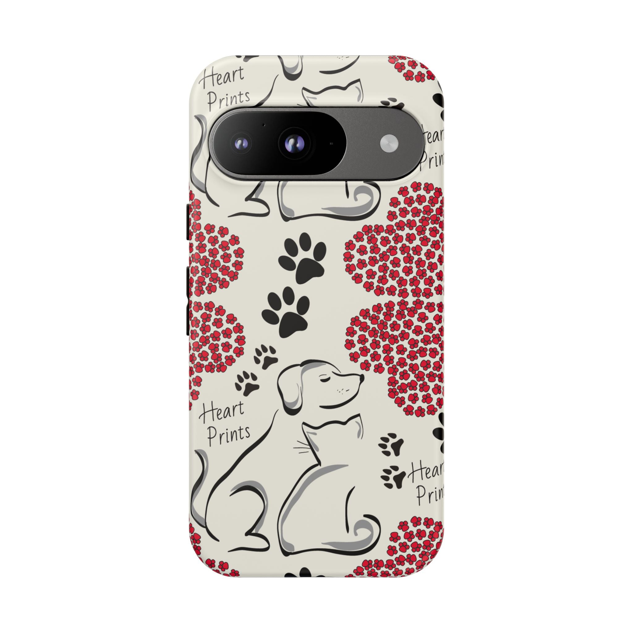 Stylish Phone Case with Heart Prints for Pet Lovers, Dog Lover Gift, Floral Pattern, Customizable Design, Cute Animal Accessories
