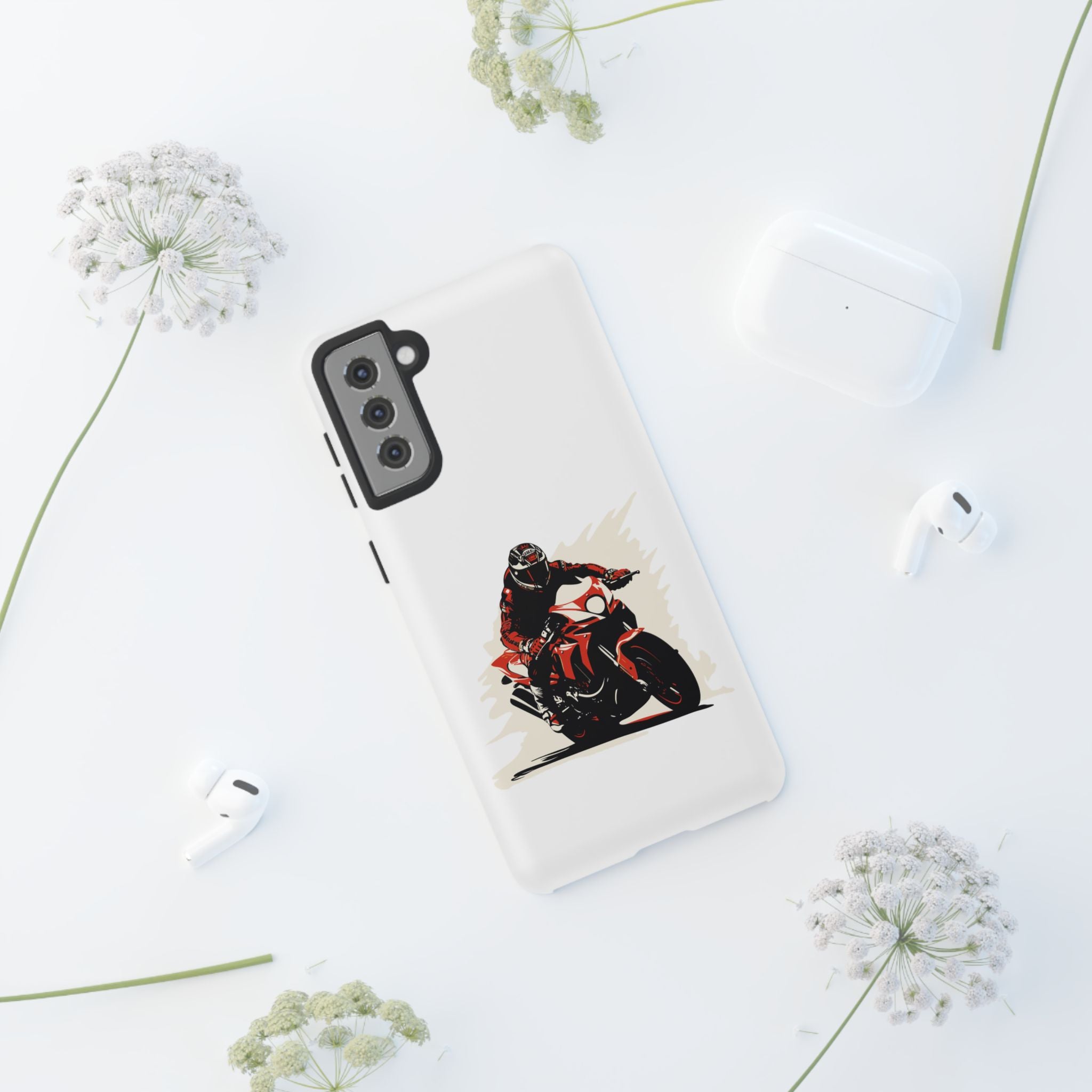 Motorcycle Phone Case, Tough Cases for Riders, Biker Accessory, Gifts for Motorcyclists, Red Bike Design