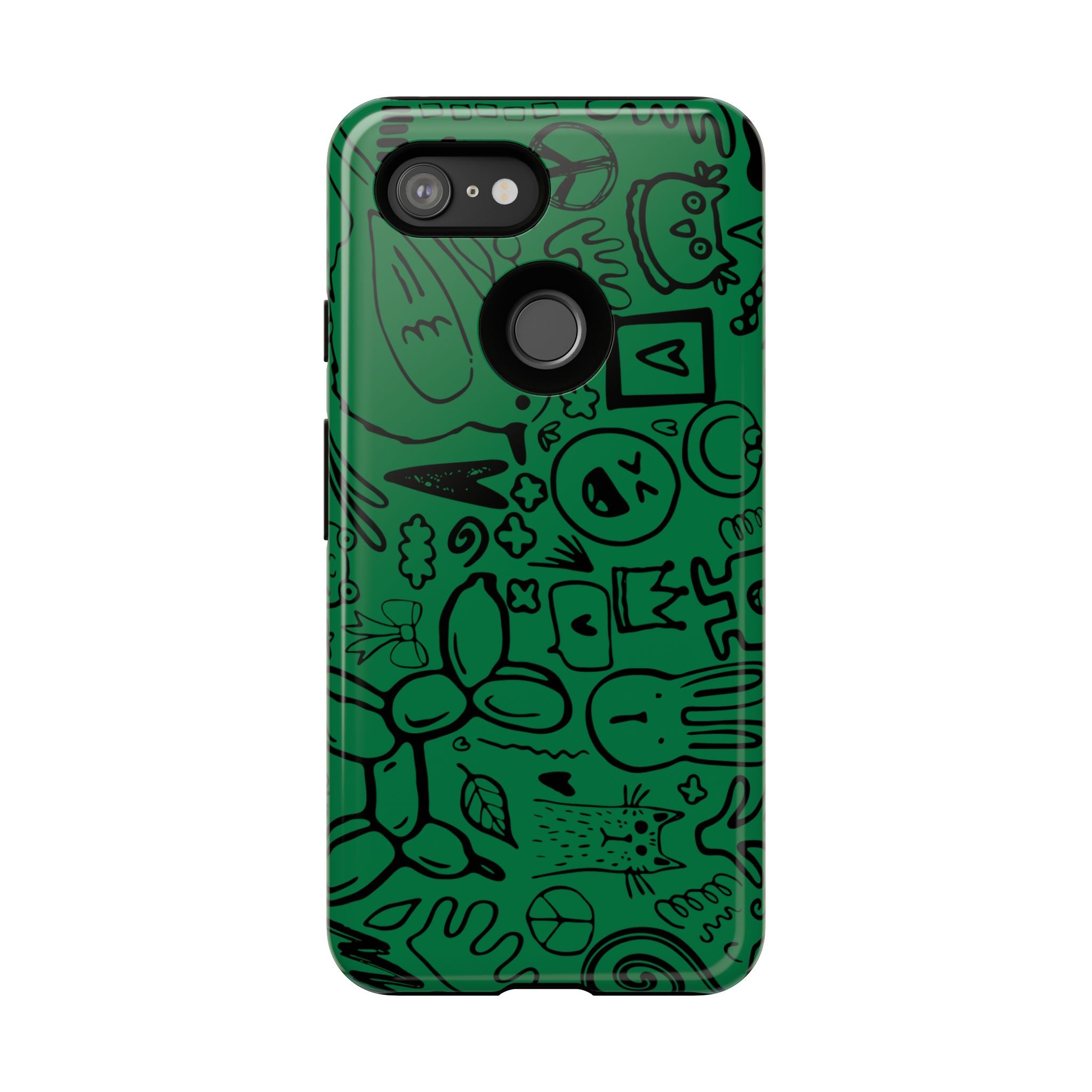 Playful Phone Case, Vibrant Green Tough Case, Quirky Graphic Design, Unique Gift for Kids, Fun Accessories, Christmas, Birthday
