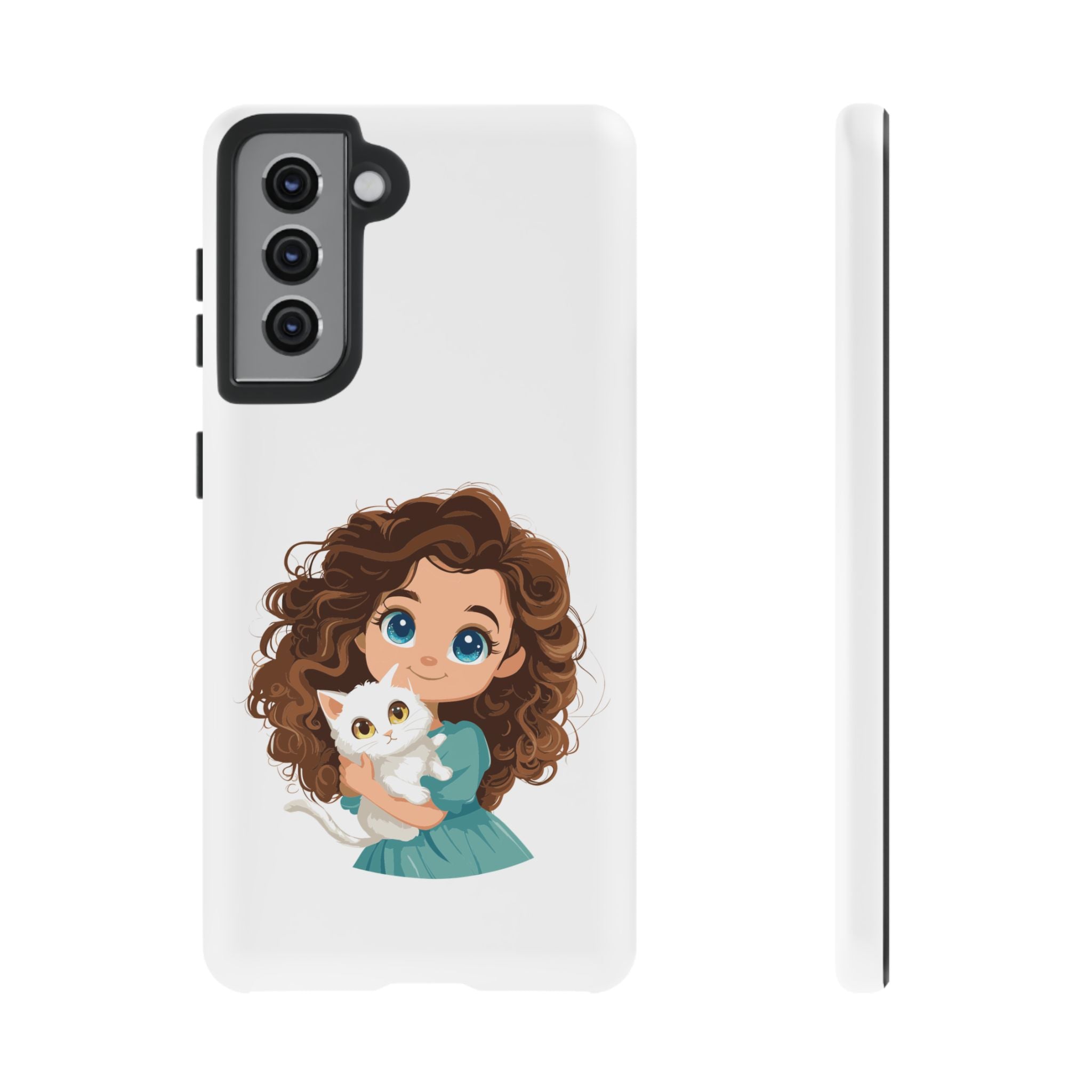 Cute Cat Lover Phone Case, Tough Phone Cover, Pet Lover Gift, Personalized Gift, Kids Phone Case, Animal Lover Accessories