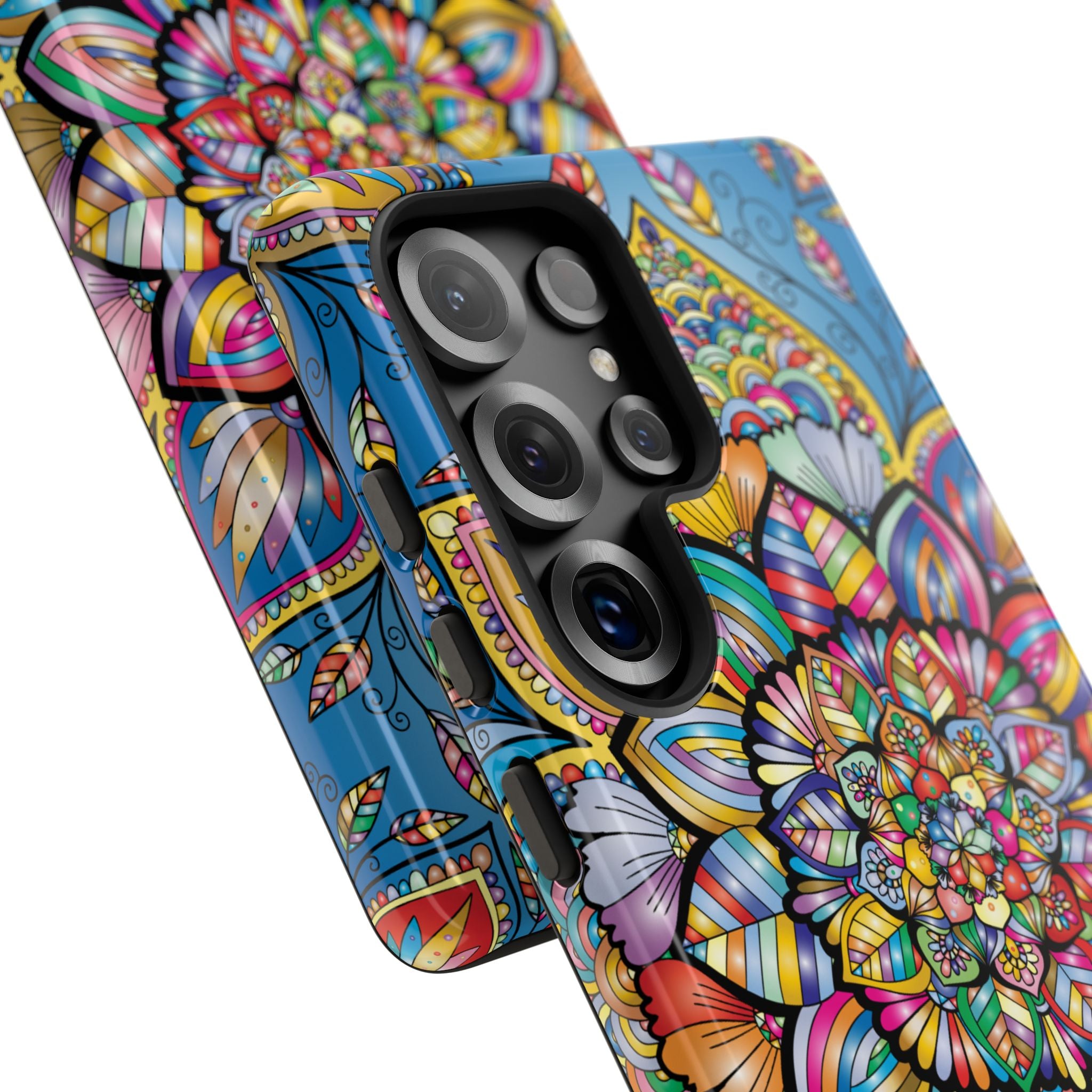 Vibrant Floral Phone Case, Tough Phone Cover, Colorful Mobile Accessory, Artistic Gift, Mandala Design, Everyday Use