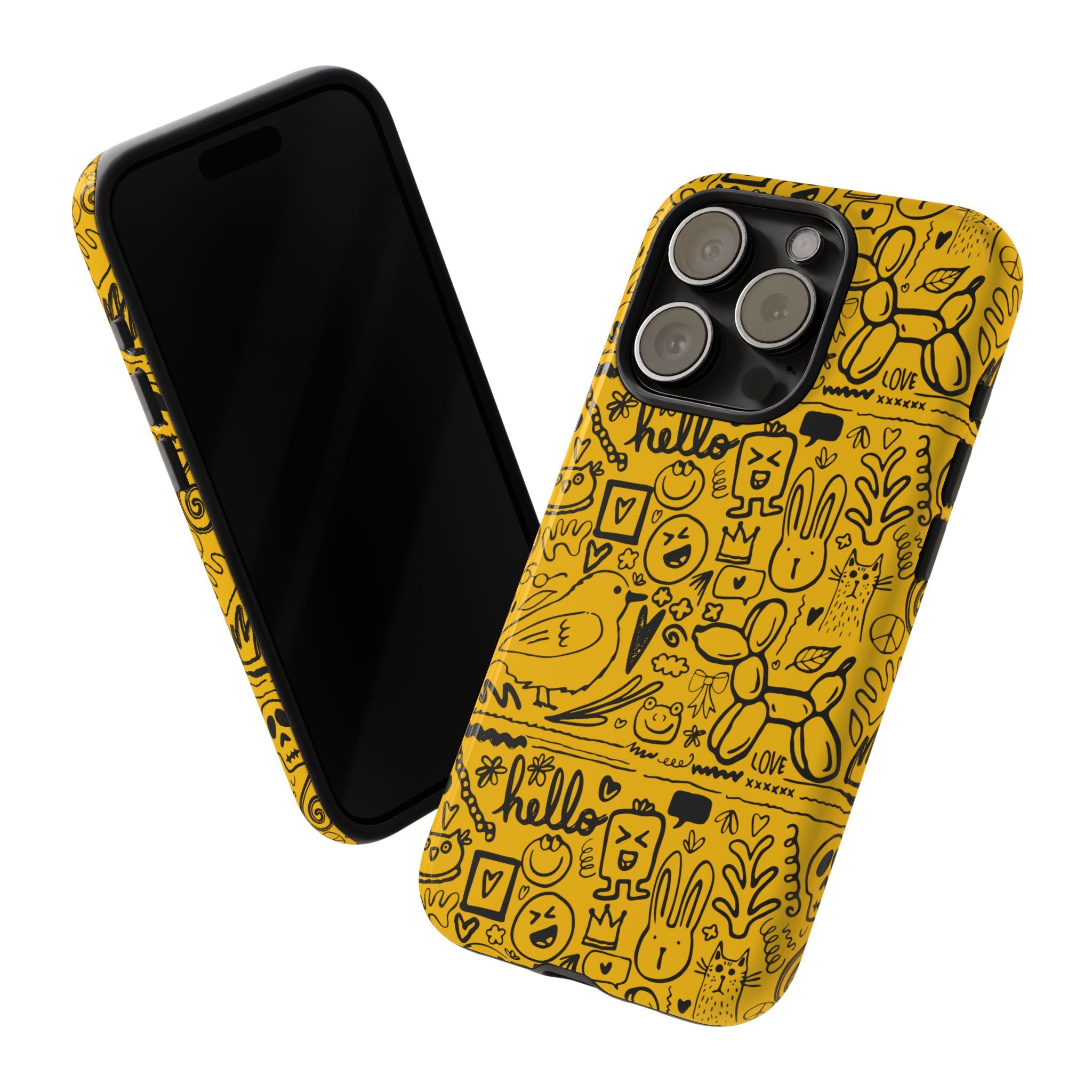 Vibrant Phone Case, Cute Yellow Floral iPhone Cover, Stylish Tough Case, Fun Phone Accessory, Perfect Gift for Teens