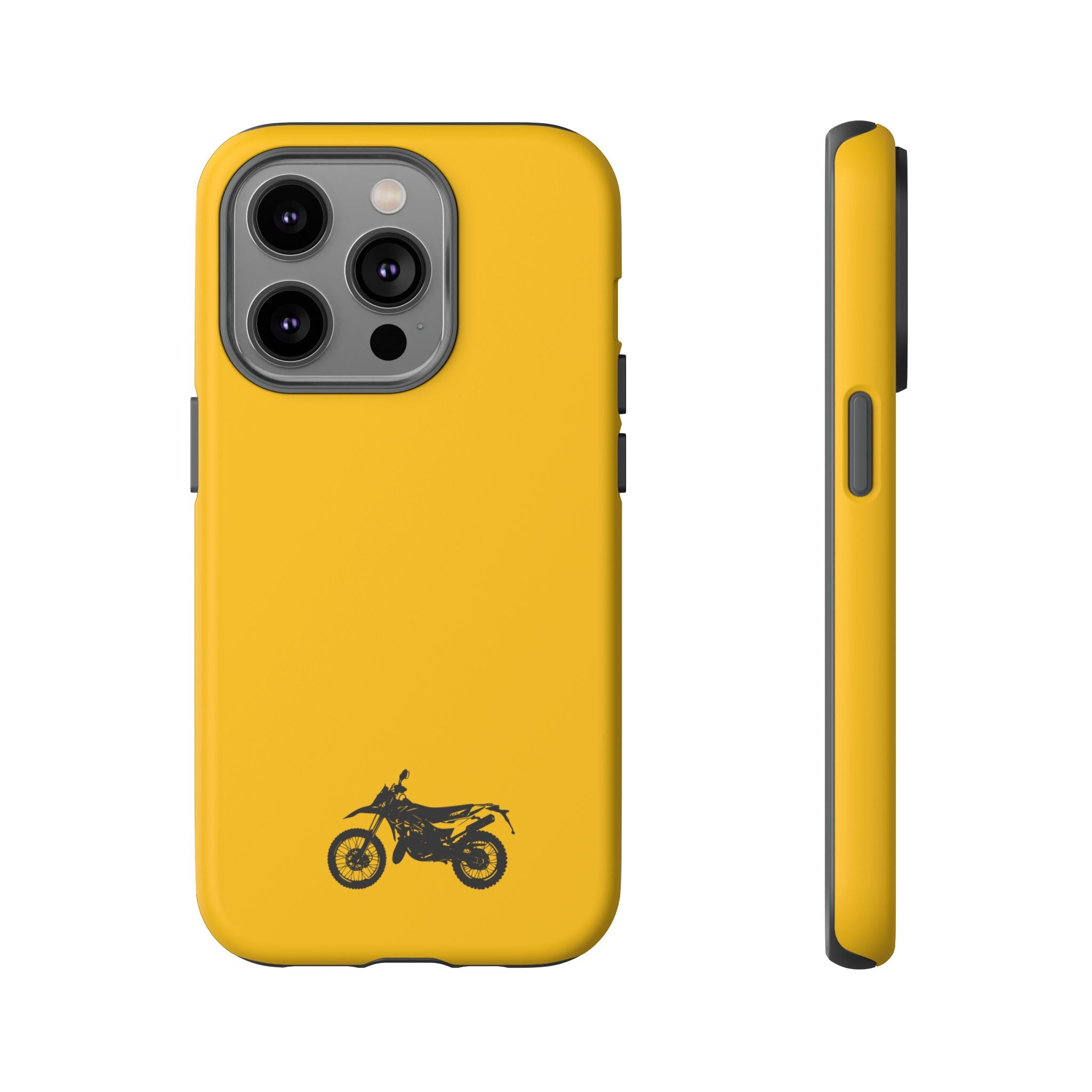 Motorcycle Phone Case, Tough Phone Cover, Gift for Bikers, Durable Tech Accessory, Yellow Motorcycle Design