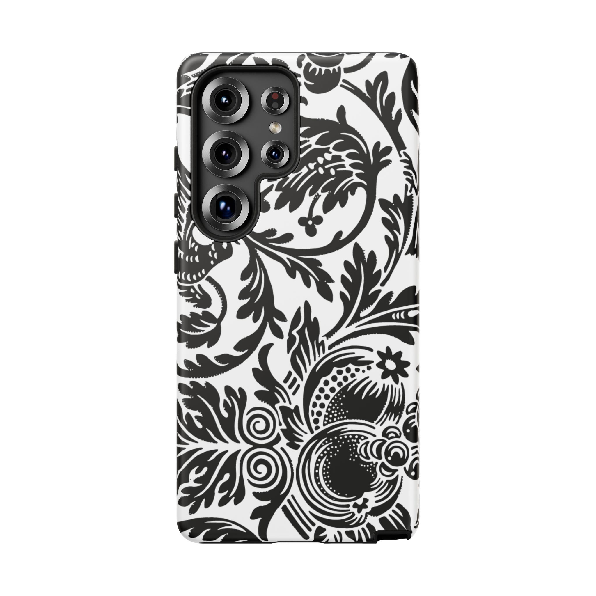 Elegant Black Floral Phone Case, Tough Cases, Stylish Phone Protection, Gift for Her, Floral Design, Trendy Accessories