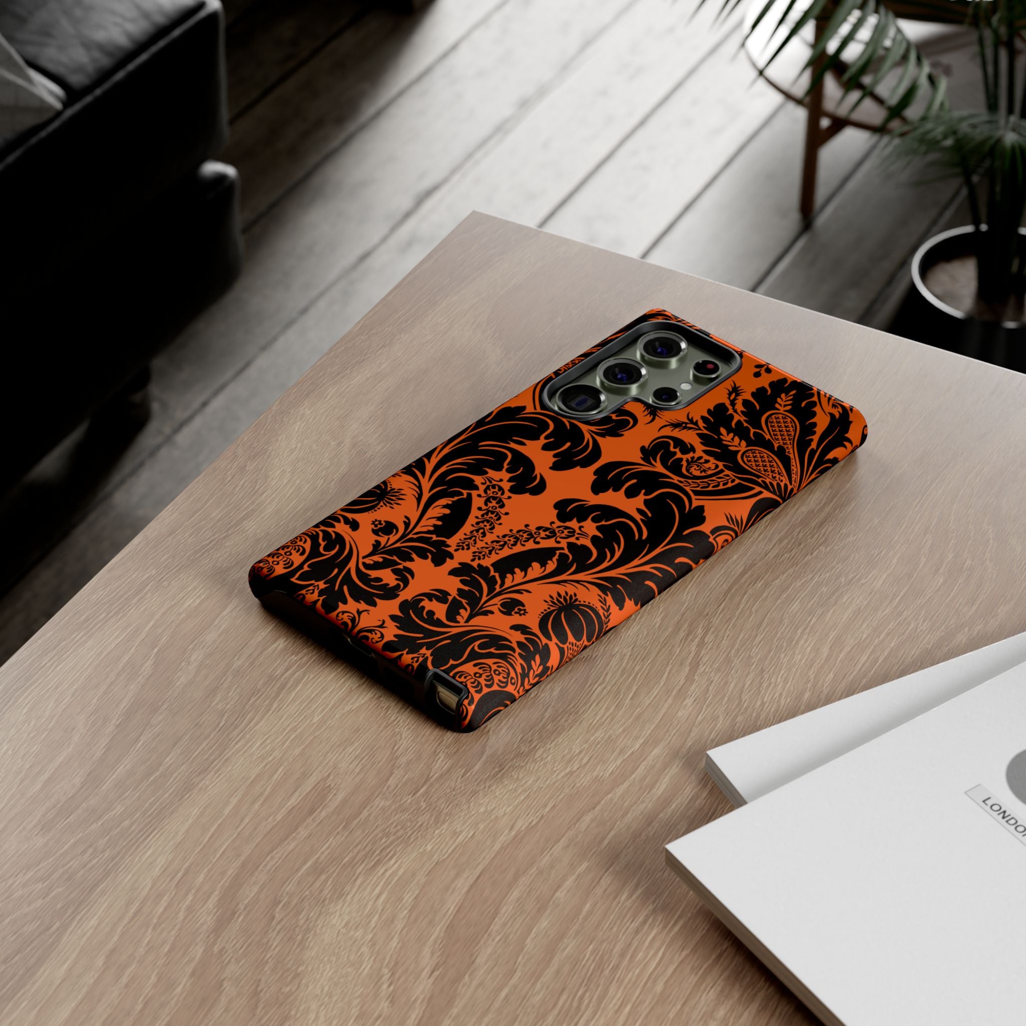 Elegant Phone Case with Orange Floral Design | Tough Cases, Smartphone Cover, Gift for Her, Floral Patterns, Stylish Accessories