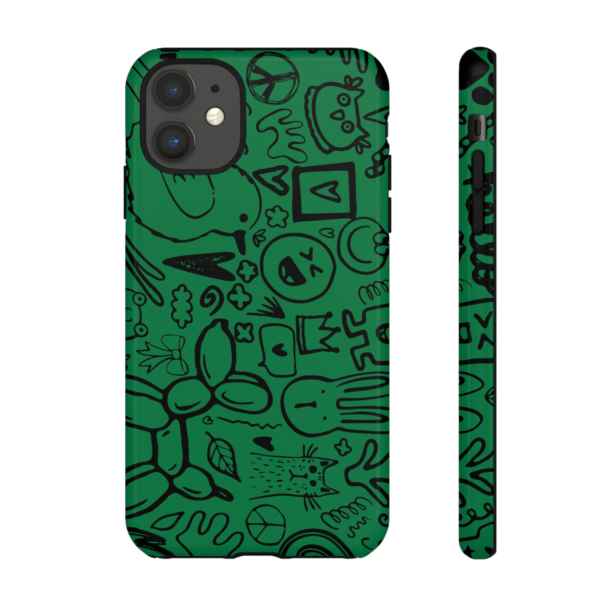 Playful Phone Case, Vibrant Green Tough Case, Quirky Graphic Design, Unique Gift for Kids, Fun Accessories, Christmas, Birthday