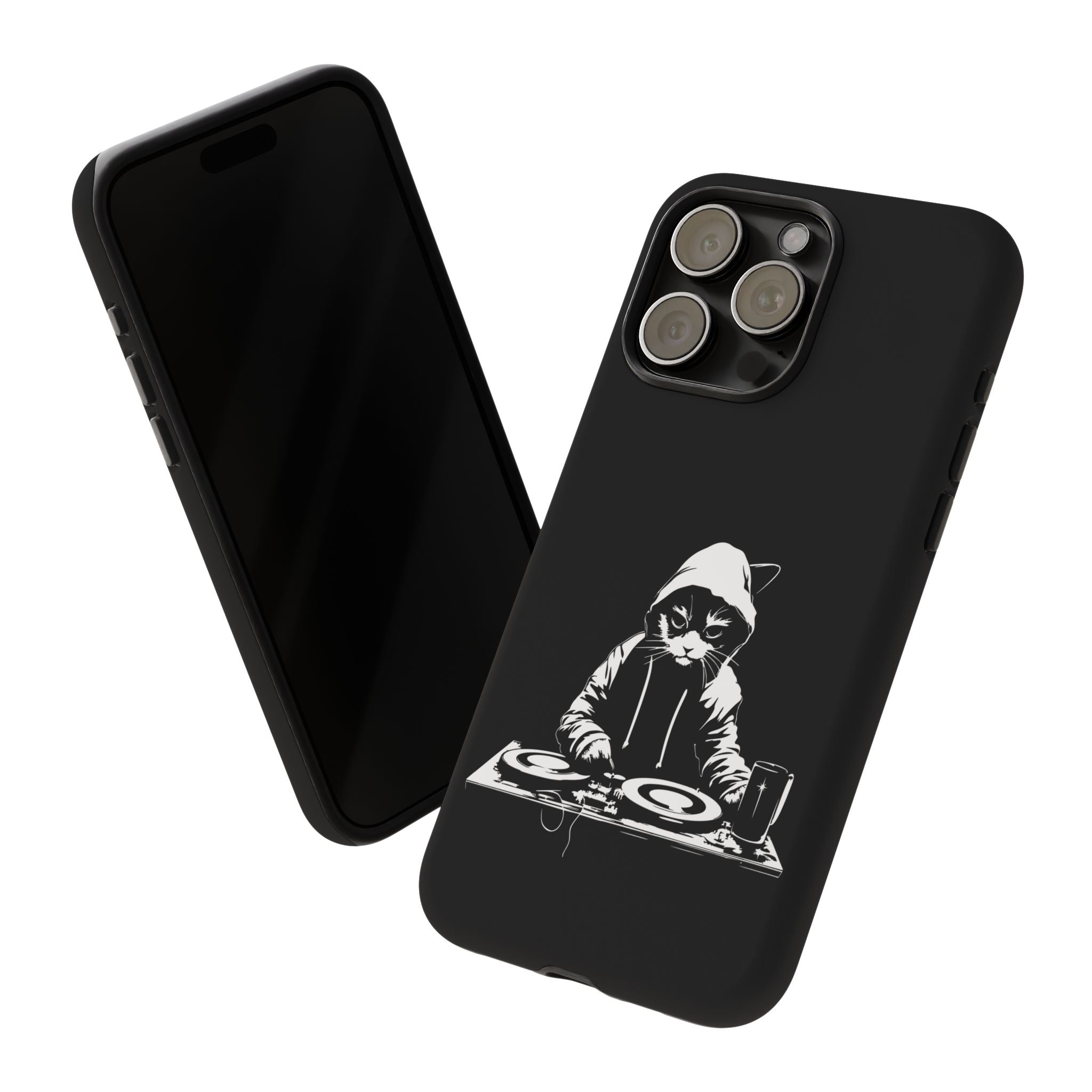 DJ Cat Phone Case, Tough Phone Cover, Pet Lover Gift, Music Enthusiast Accessory, Cute Cat Decor, Unique Case Design