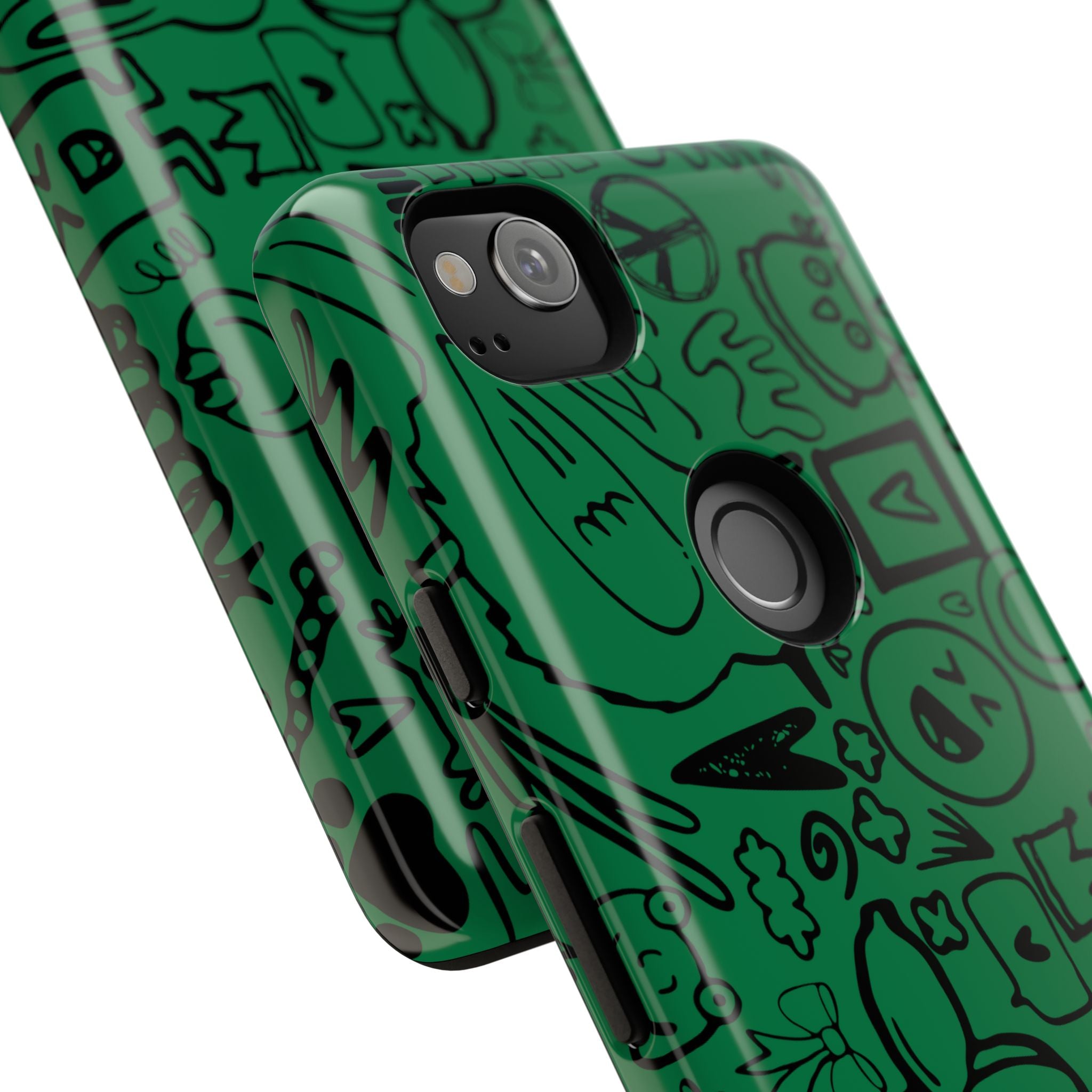 Playful Phone Case, Vibrant Green Tough Case, Quirky Graphic Design, Unique Gift for Kids, Fun Accessories, Christmas, Birthday